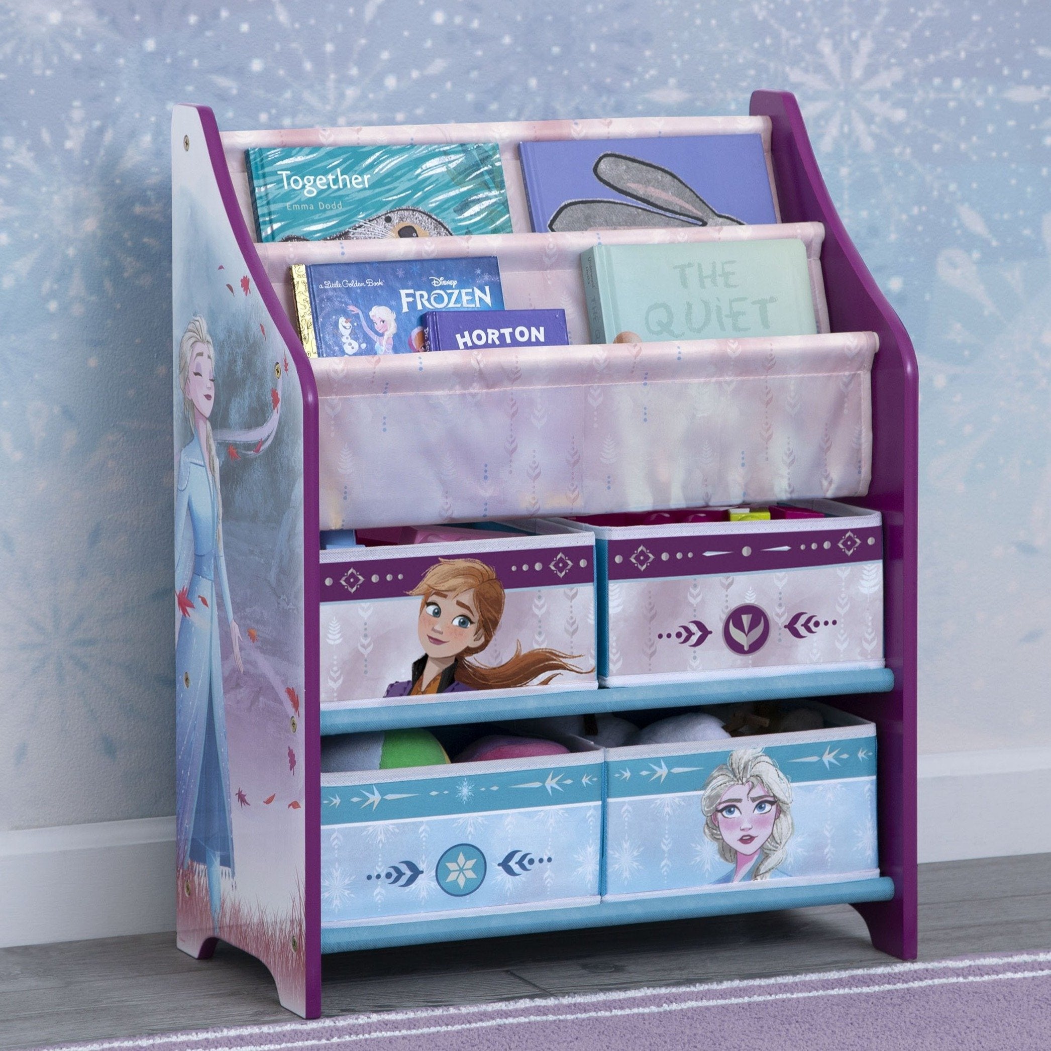 Frozen 2 Toy & Book Storage Organizer - Kids' Room Decor & Disney Movie Collection Organizer for Playroom & Bedroom