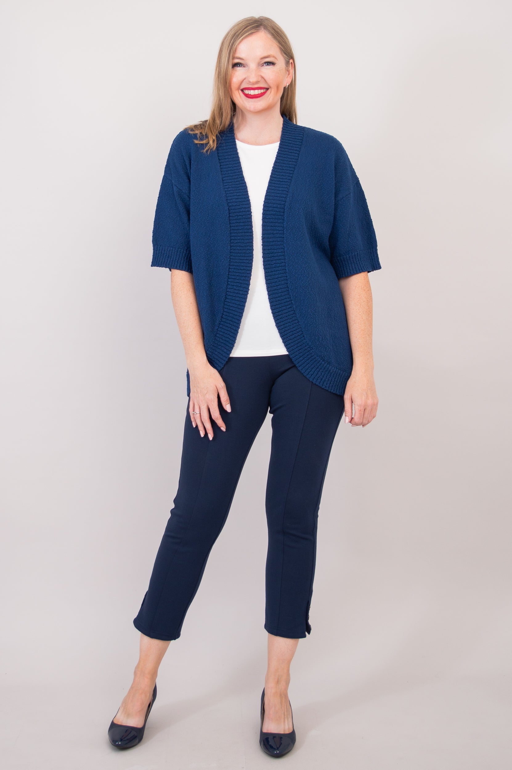 Jana Cardigan Women's Blue Cotton Knit Sweater - Cozy & Stylish for Fall & Winter Outfits