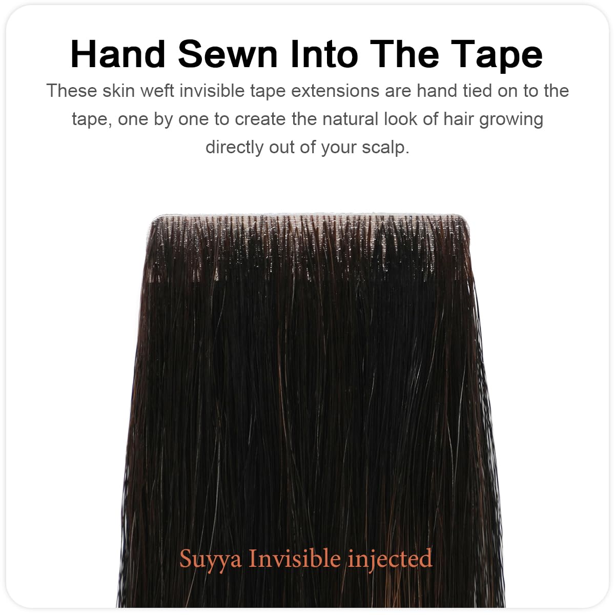 SUYYA Invisible Tape-In Hair Extensions - 20PCS 50G/Pack Virgin Human Hair, Seamless Hand-Tied, Balayage Natural Black to Chestnut Brown, Straight 18 Inch (#P1B/6/T1B) - Perfect for Daily Wear, Special Occasions & Volume Boosting