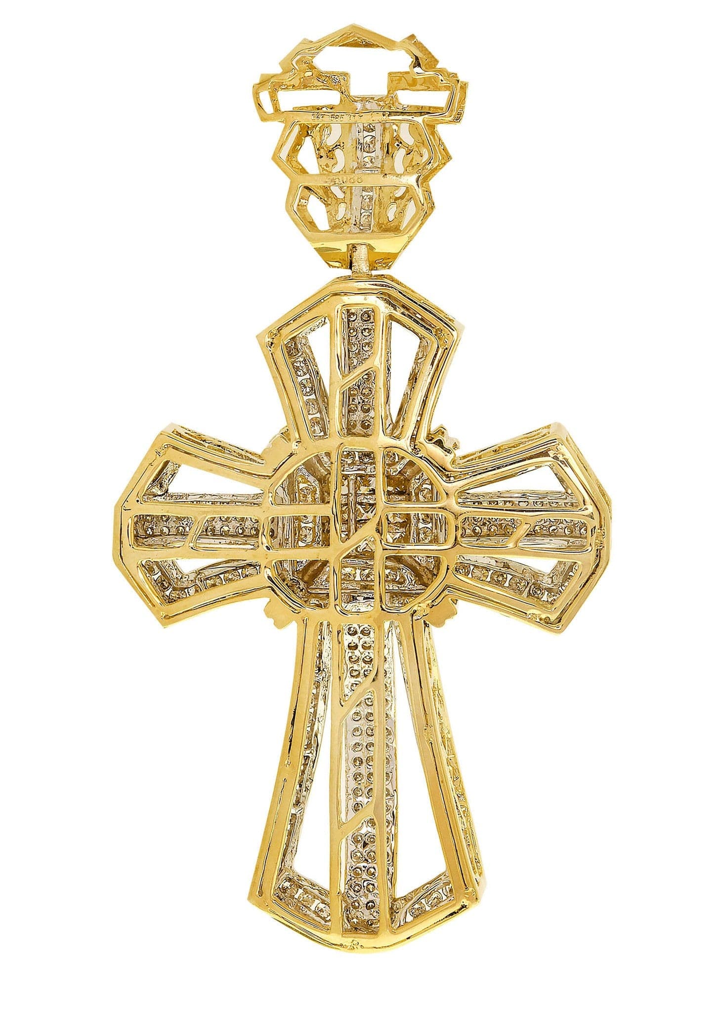 3.05 Carat Diamond Cross Pendant Necklace - 22.98 Grams Solid Gold Religious Jewelry for Women - Perfect for Baptism, First Communion & Special Occasions