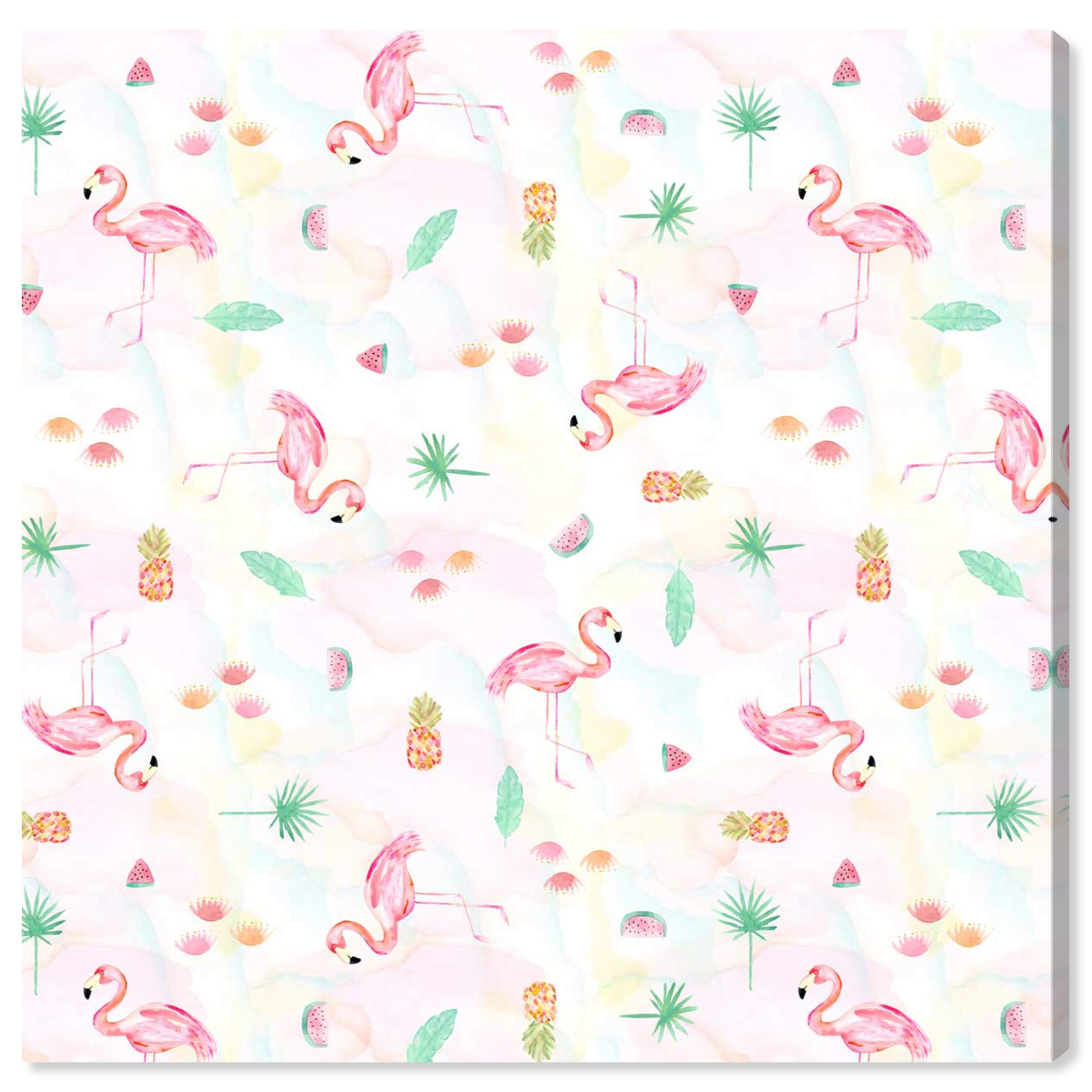 Oliver Gal Artist Co. Flamingo Watercolor Canvas Wall Art - 16x16 Inch Pink & Green Animal Print for Home Decor | Perfect for Living Room, Bedroom & Office