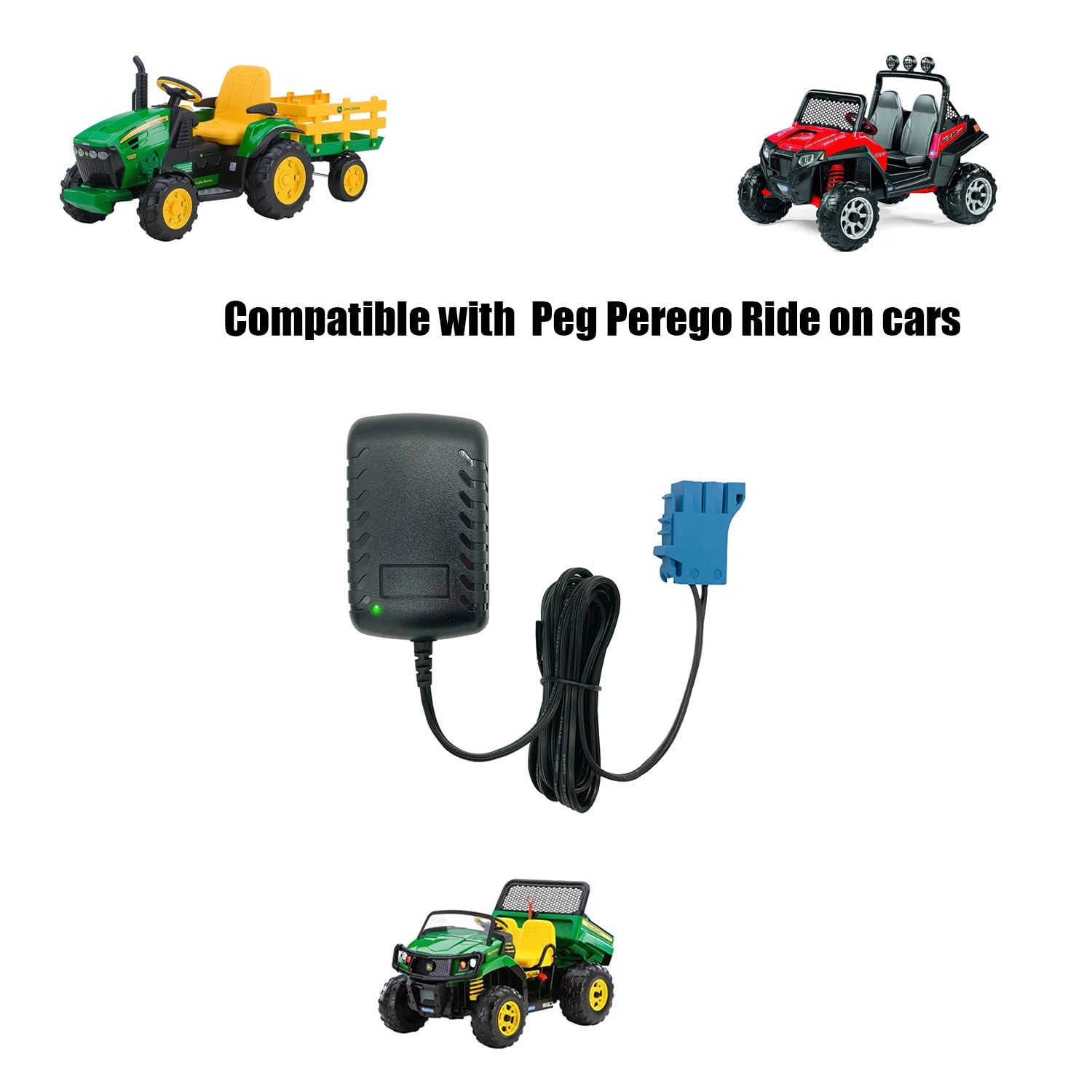 12V Battery Charger for Peg Perego & John Deere - 12 Volt Replacement Charger for Peg-Perego Ground Force Tractor, Gator XUV, Polaris Outlaw, RZR 900 - Perfect for Kids Ride-On Toys & Outdoor Power Vehicles