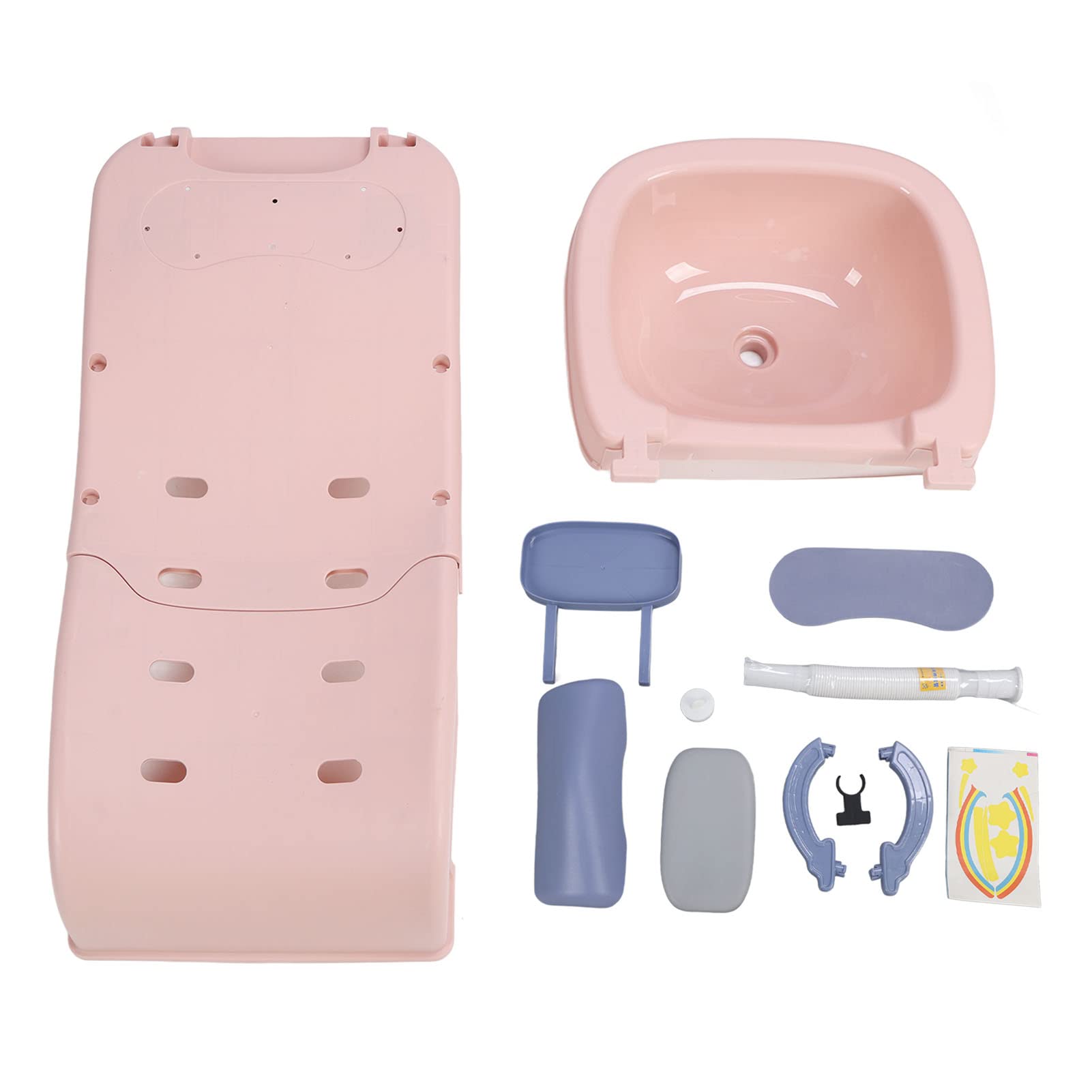 Foldable Anti-Slip Kids Shampoo Chair with Wash Basin - Safe Hair Washing Seat for Toddlers & Children Ages 0-10 (Sakura Pink) | Perfect for Bath Time, Baby Hair Care & Home Salon Use