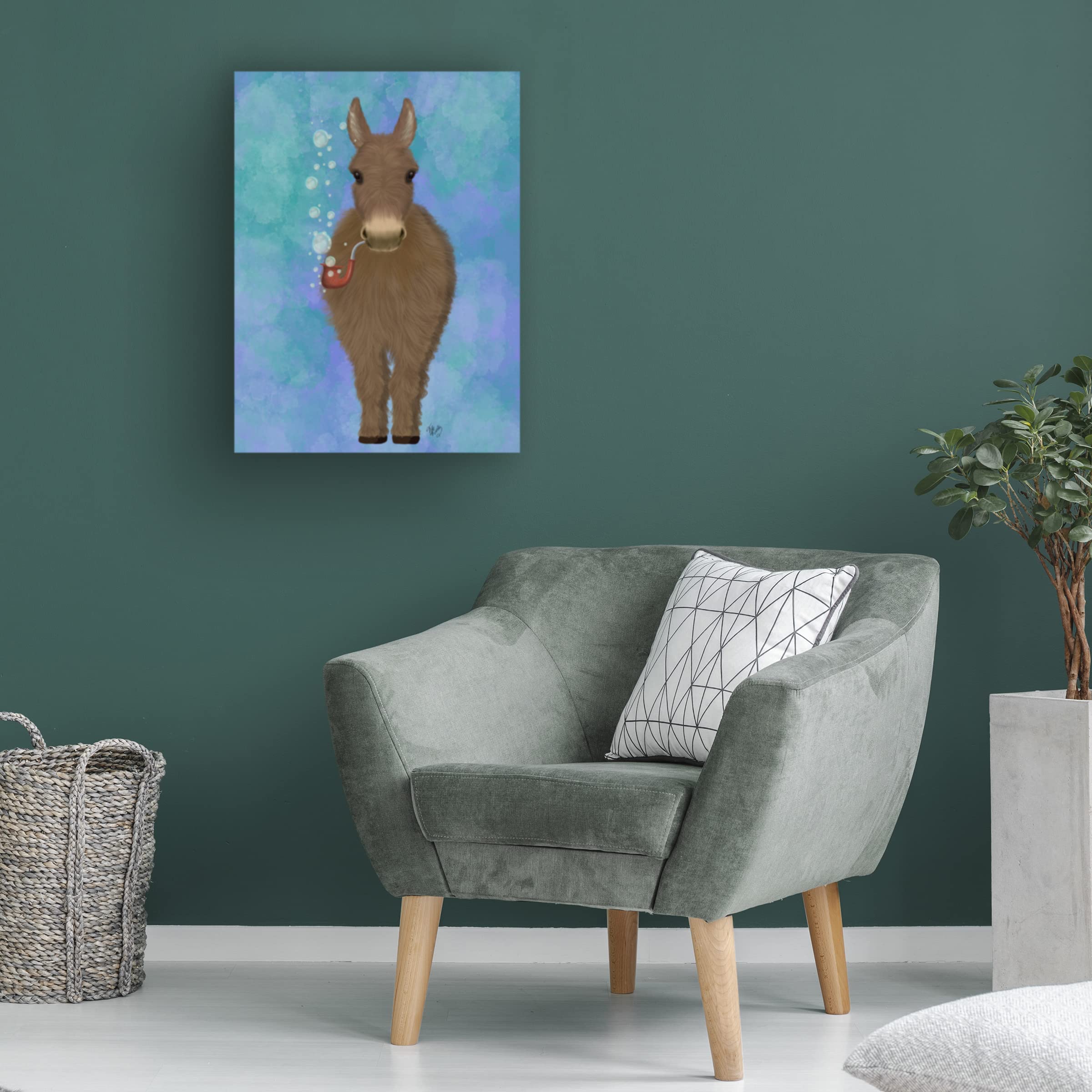 Trademark Fine Art 'Donkey Bubble Pipe Full' Canvas Wall Art by Fab Funky - Whimsical Home Decor for Living Room, Bedroom & Office