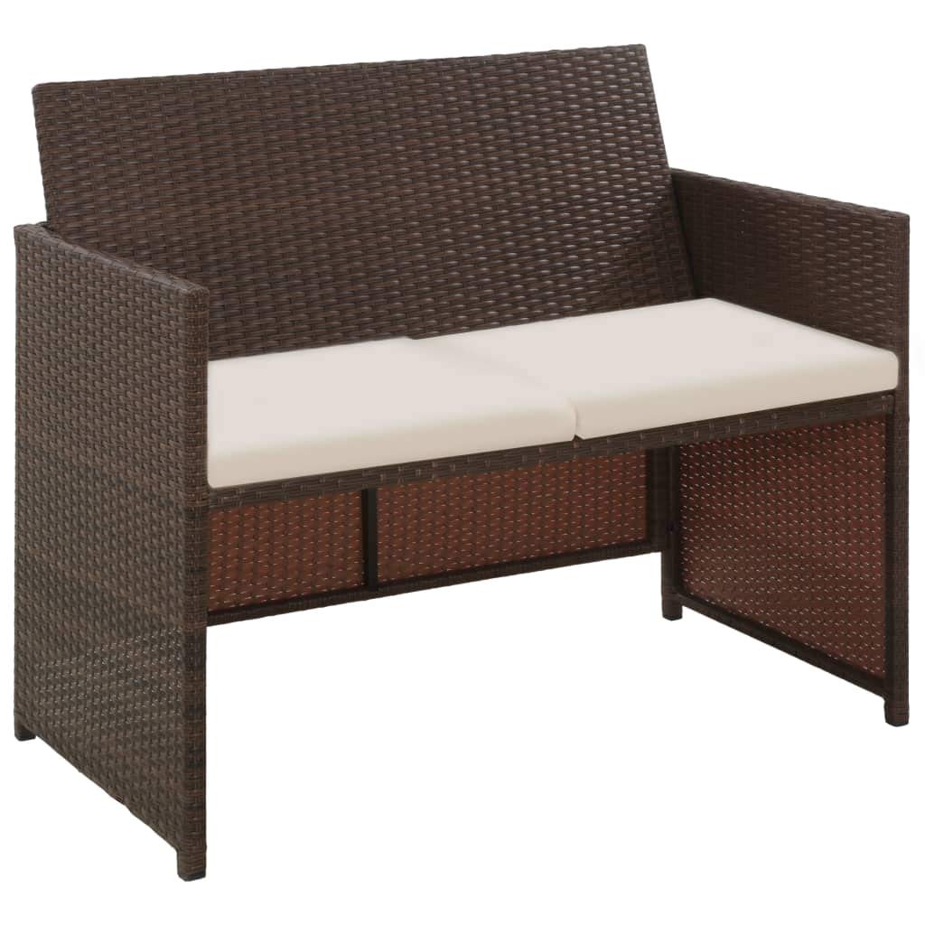 FAMIROSA 4-Piece Outdoor Patio Furniture Set - Brown Wicker Garden Lounge Chairs with Cushions for Backyard, Poolside & Balcony Relaxation