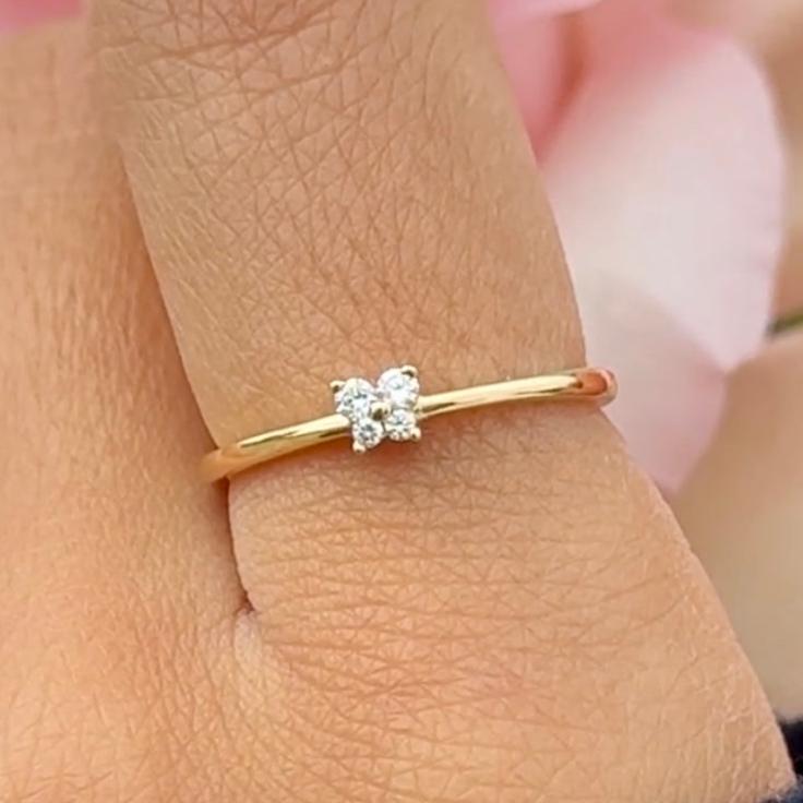 14K Yellow Gold Diamond Butterfly Ring – Elegant & Dainty Jewelry for Women, Perfect for Anniversary, Birthday & Special Occasion Gifts