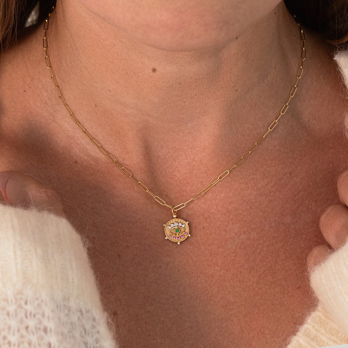 Hamsa and Evil Eye Double Sided Charm Pendant - Spiritual Protection Jewelry for Necklace, Bracelet & Home Decor - Perfect for Meditation, Yoga & Positive Energy