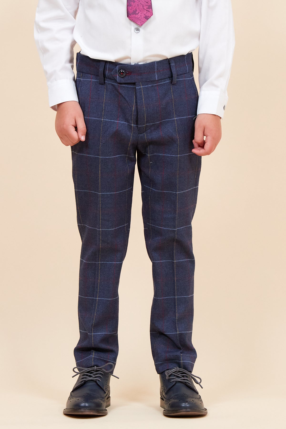 Drake Kids Navy Check 3-Piece Suit for Boys - Formal Occasions, Weddings & School Events