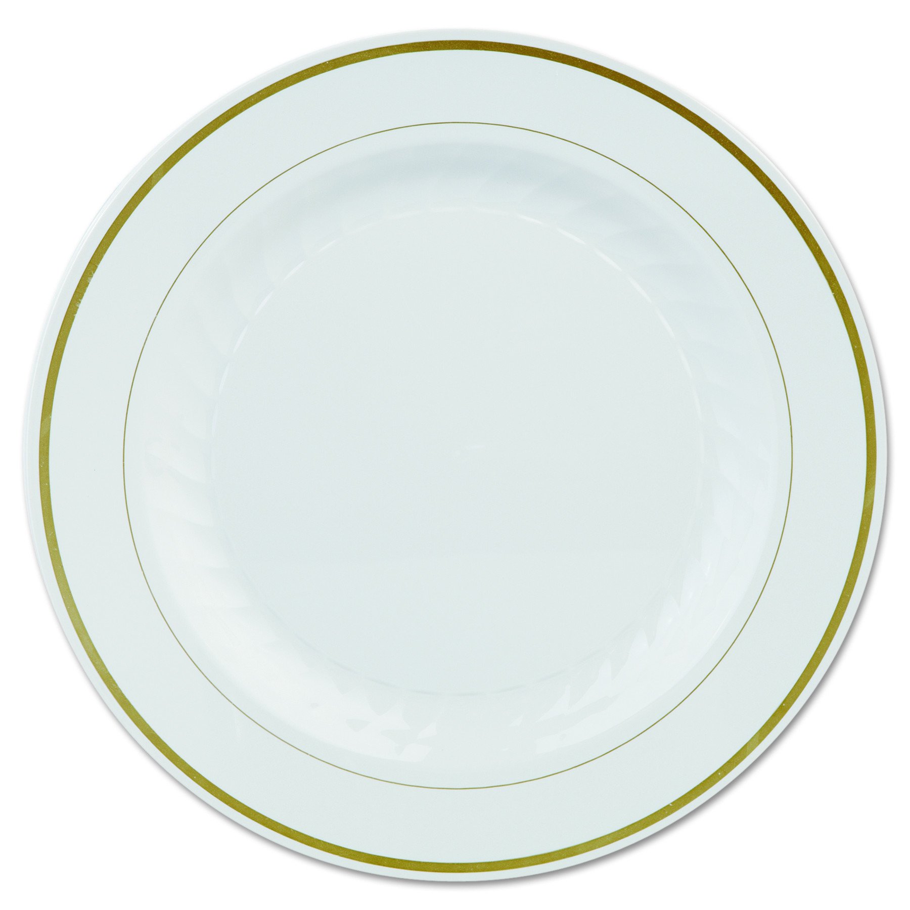 WNA MP10IPREM Masterpiece Ivory Plastic Plates with Gold Accents - 10.25 Inch Round Disposable Plates (Pack of 120) - Perfect for Weddings, Parties, and Elegant Events