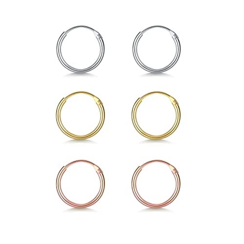 3 Pairs(8mm*3)-Silver/Gold/Rose Gold