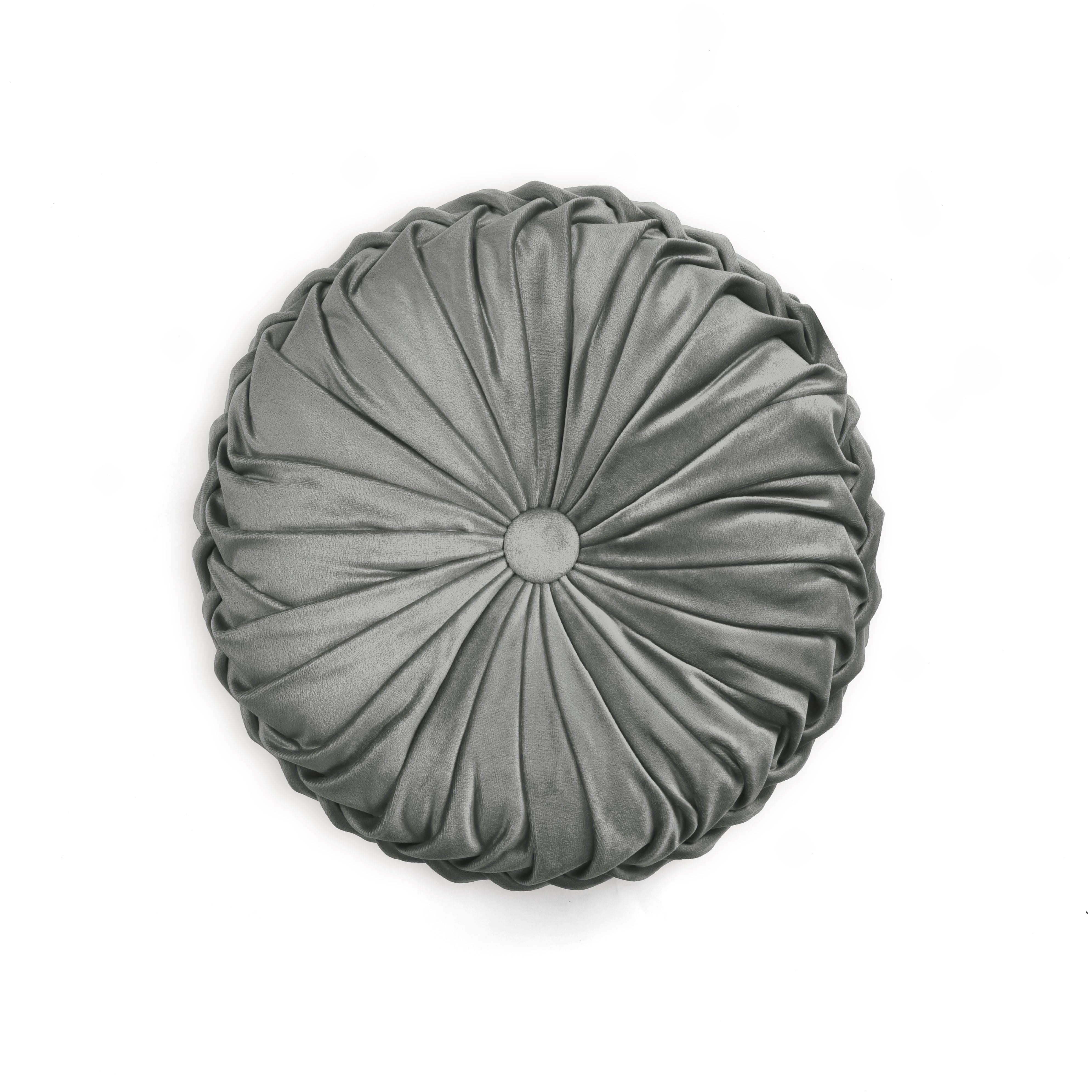 Round Pleated Soft Velvet Throw Pillow - Elegant Home Decor for Sofa, Bed & Couch - Cozy Accent Pillow for Living Room, Bedroom & Nursery