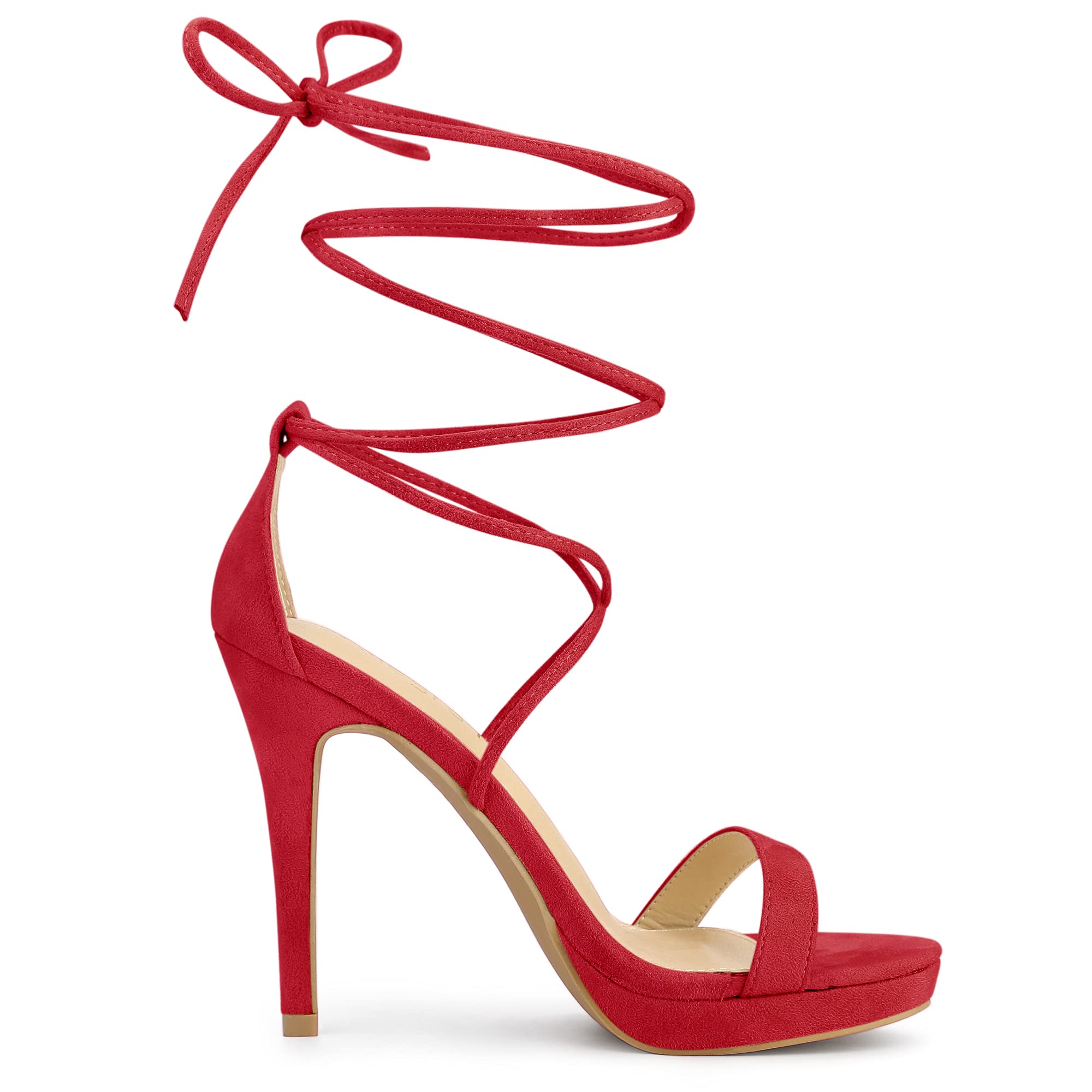 Allegra K Women's Platform Stiletto Heels Lace Up Sandals - Sexy High Heel Shoes for Women, Comfortable Evening Party & Wedding Dress Shoes