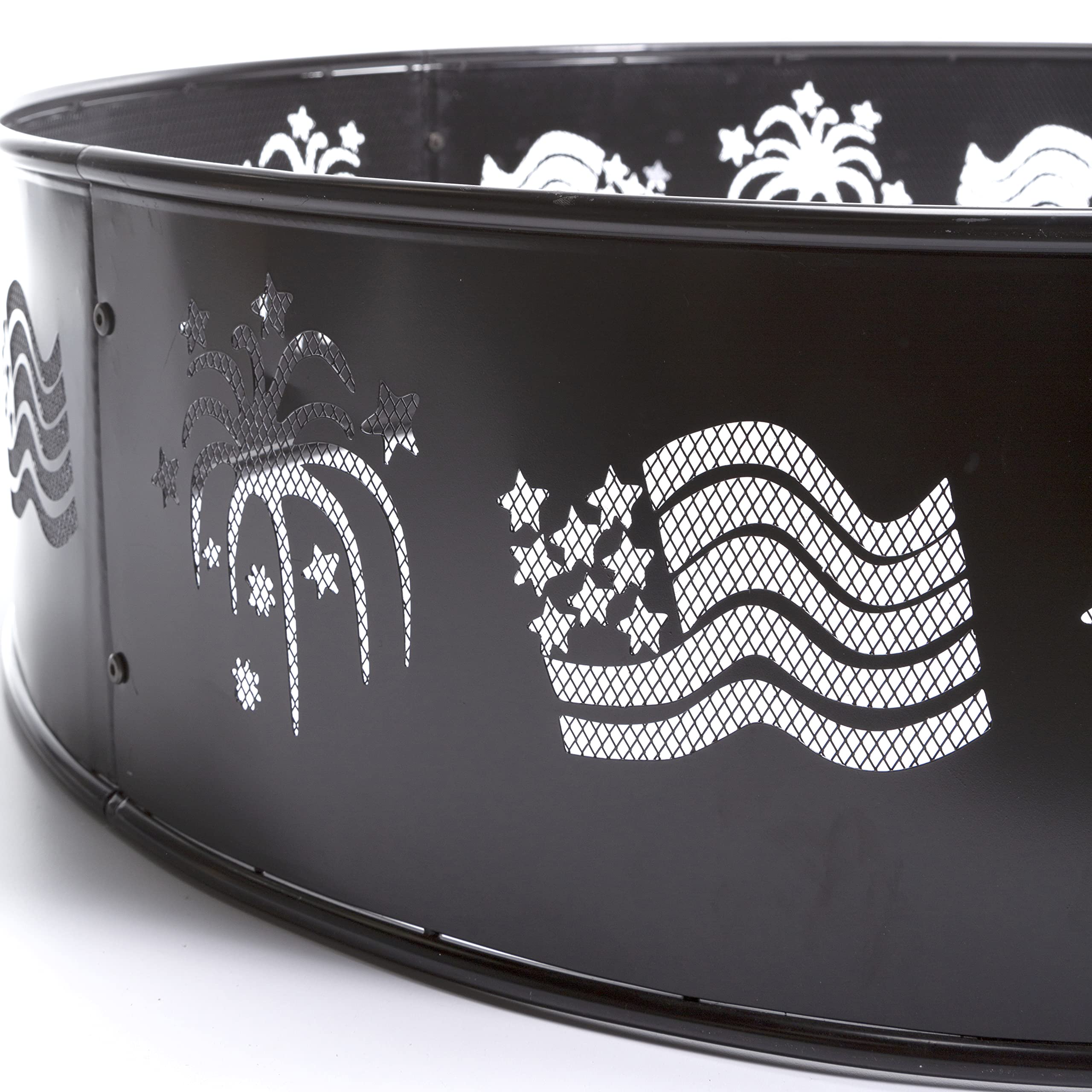 Evergreen Flags and Fireworks Fire Ring - 36 x 10 x 36 Inches Outdoor Fire Pit, Heavy Duty Steel, Weather Resistant & Safe for Backyard, Camping, Patio, and Beach Bonfires