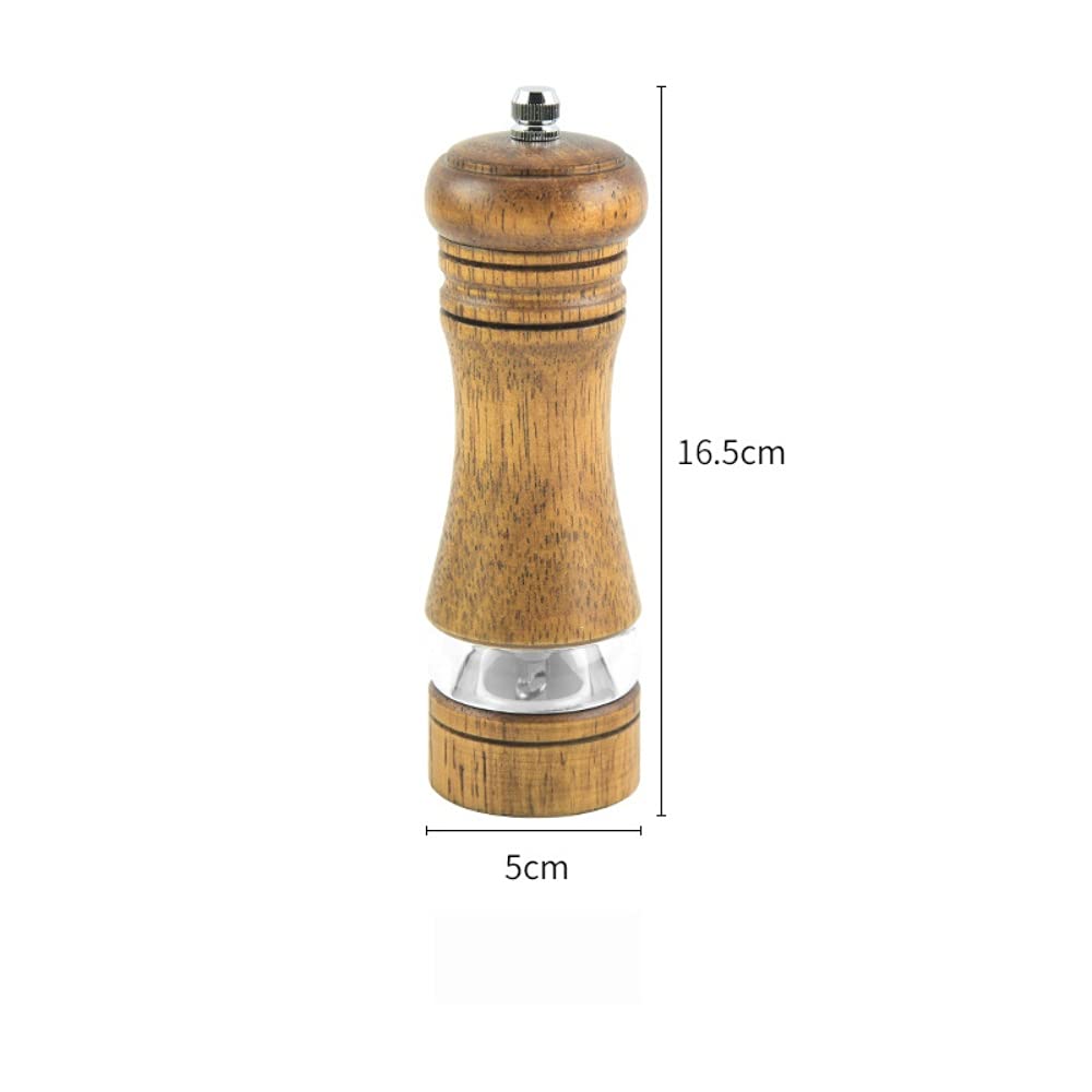 Premium Oak Wood Salt and Pepper Grinder Set - 6