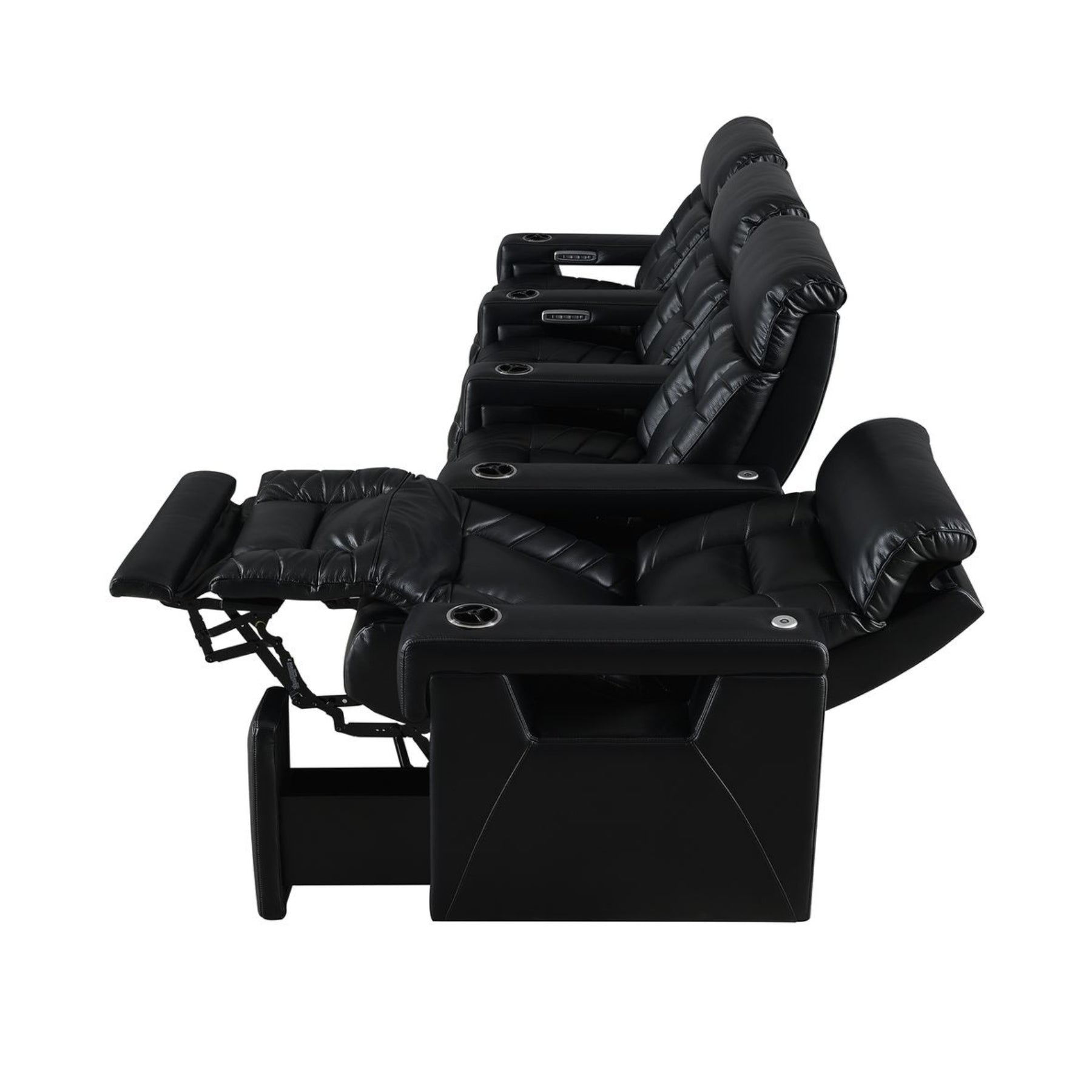 RowOne 4-Piece Recliner Set - Ultra Soft Fabric Sectional Sofa with Cup Holders and USB Ports | Perfect for Living Room, Home Theater, and Family Gatherings