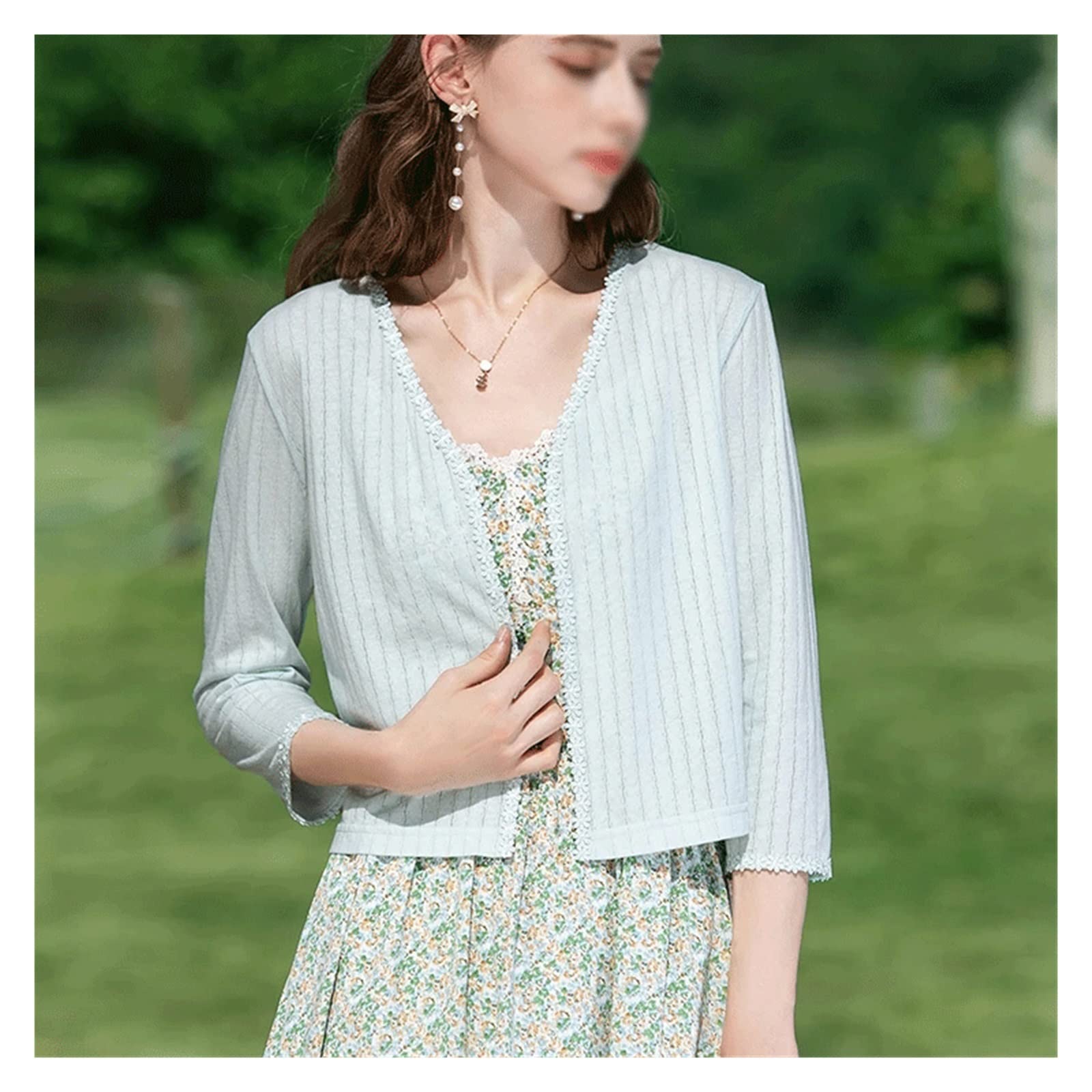 Women's V-Neck Thin Knitted Slim Cardigan - Sun Protection Short Sleeve Top (Color: A, Size: M) | Perfect for Summer Outfits, Beach Cover-Ups & Office Wear