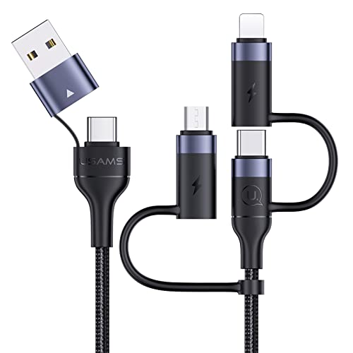 YOUSAMS PD 60W USB C Fast Charging Cable - 5-in-1 Nylon Braided Charger with Type C/Micro/USB Ports | 3A Quick Charge & Sync for Laptop, Tablet, Phone | Perfect for Travel, Office & Home Charging
