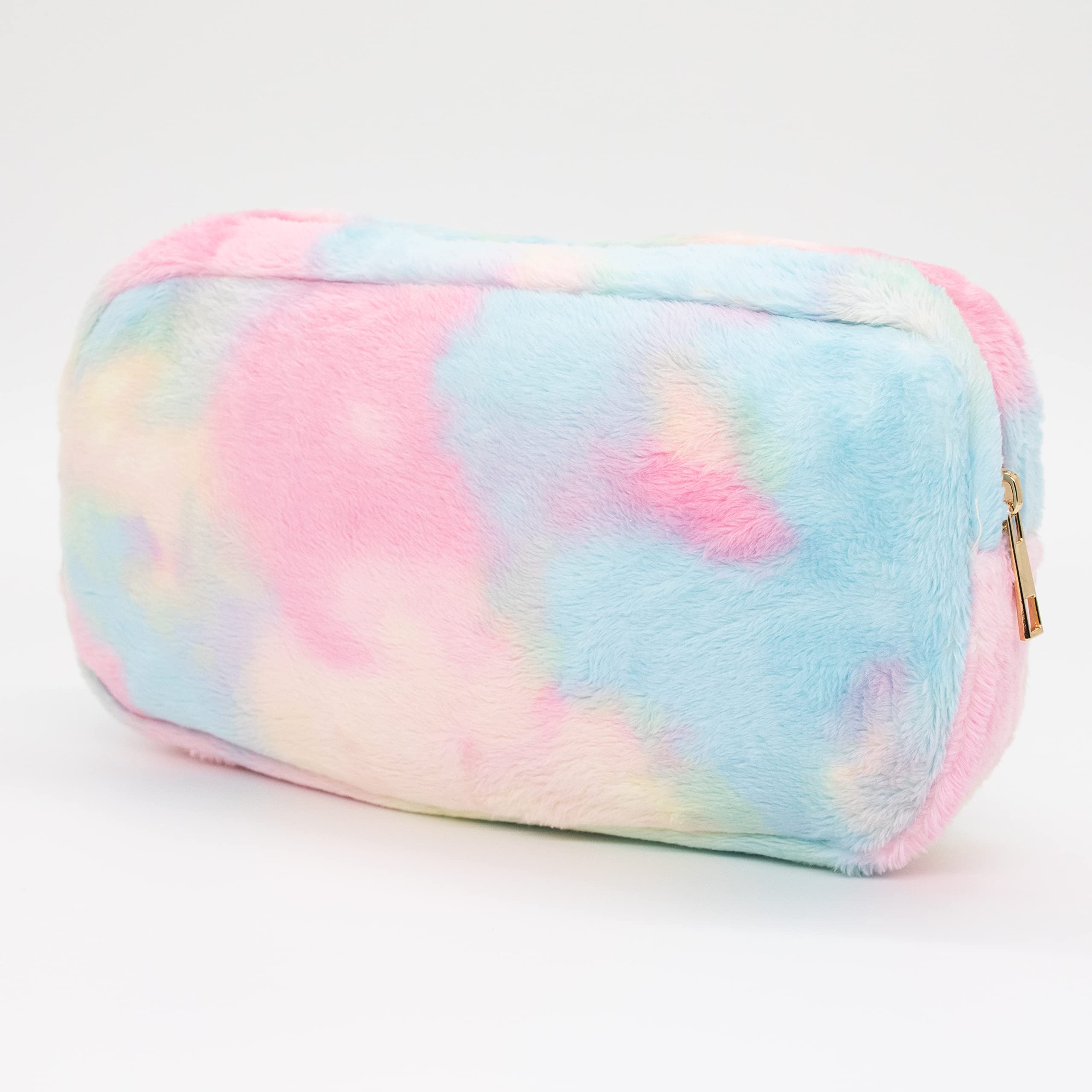 Waterproof Nylon Teddy Corduroy Travel Makeup Bag - Medium Size Tie-Dye Terry Cosmetic Pouch for Toiletries & Beauty Essentials | Perfect for Vacation, Gym & Daily Organizer
