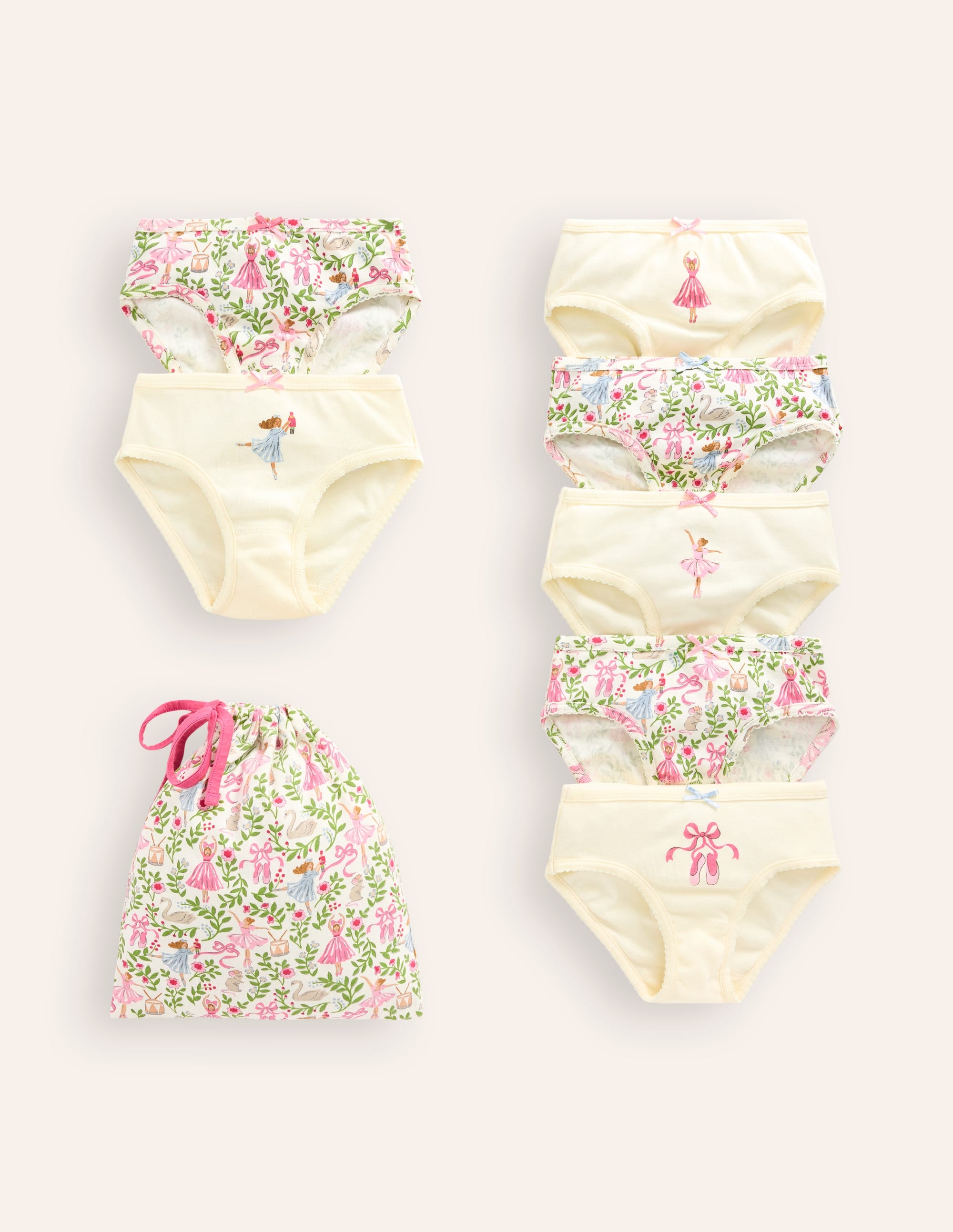 7 Pack Ivory Ballet Underwear for Women - Comfortable Cotton Panties for Dance, Yoga & Everyday Wear