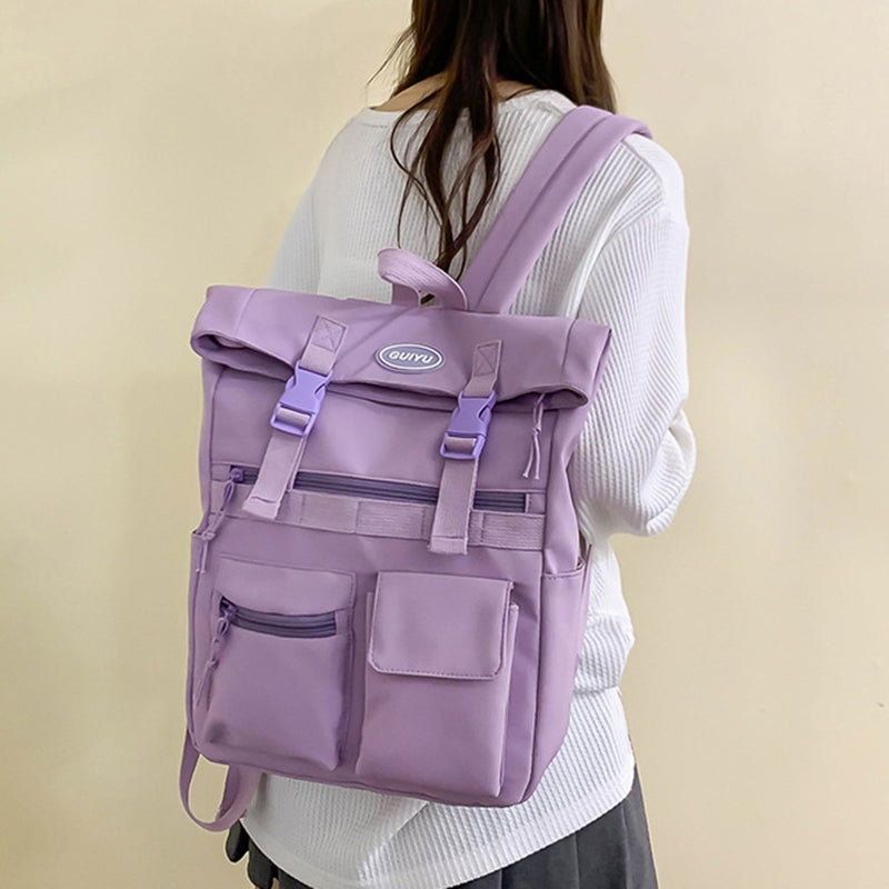 Stylish Women's Multi-Pocket Backpack with Buckle Design - Perfect for School, College & Travel | Durable Student Backpack for Everyday Use