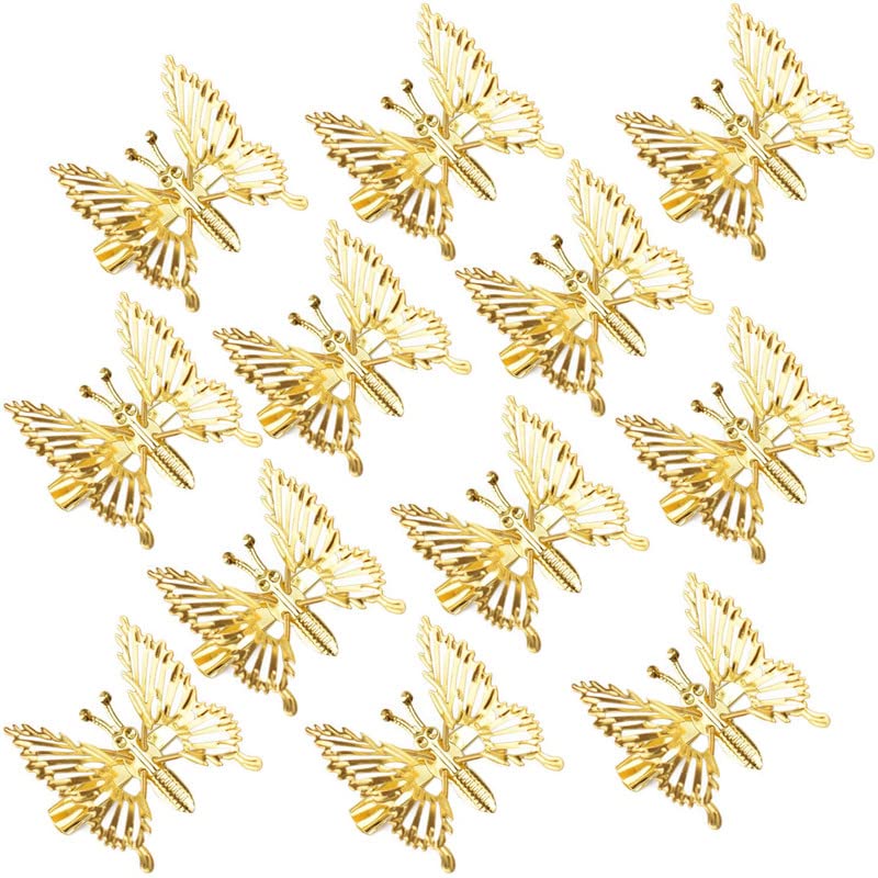 Staila 6 PCS 3D Gold & Silver Metal Butterfly Hair Clips - Moving Hair Barrettes for Women & Girls | Cute Hair Accessories for Parties, Weddings & Everyday Wear