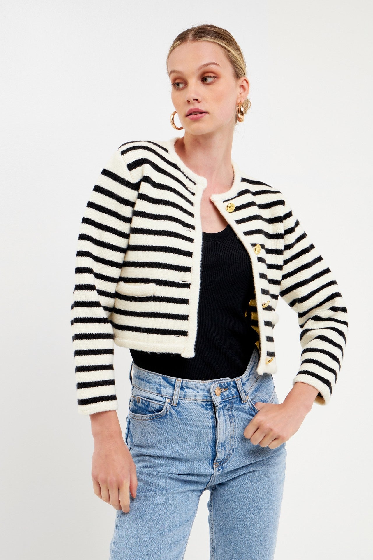 Women's Striped Cardigan Sweater - Cozy Knit Open Front Long Sleeve Wrap Cover-Up for Fall & Winter - Perfect for Office, Date Night or Casual Outfits