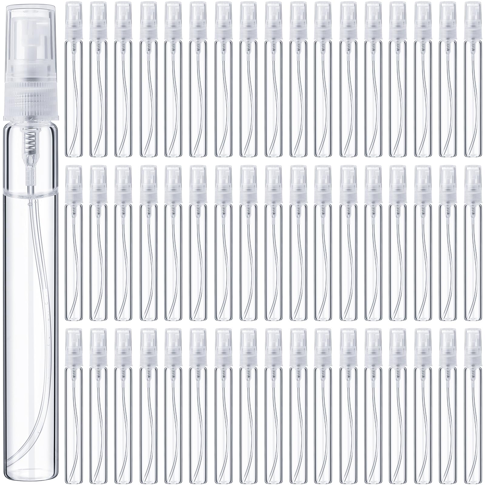 Tanlade 300 Pcs 10ml Clear Refillable Glass Perfume Bottles - Mini Travel Sprayers for Fragrance, Essential Oils & Scent Samples - Perfect for DIY Perfume Making, Travel Toiletries & Gift Packaging