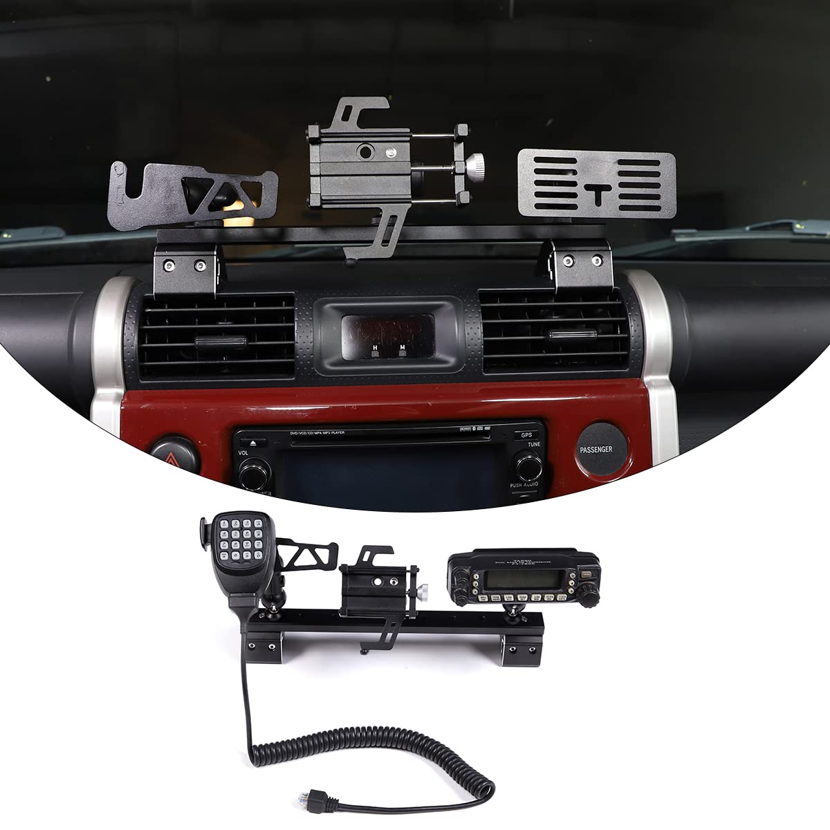 Universal Car Phone Mount & Walkie Talkie Holder for Toyota FJ Cruiser 2007-2021 | Multi-Function Dashboard & Air Vent Mount | 3-in-1 G-Style Design for Secure Device Placement | Perfect for Off-Roading, Commuting & Hands-Free Navigation