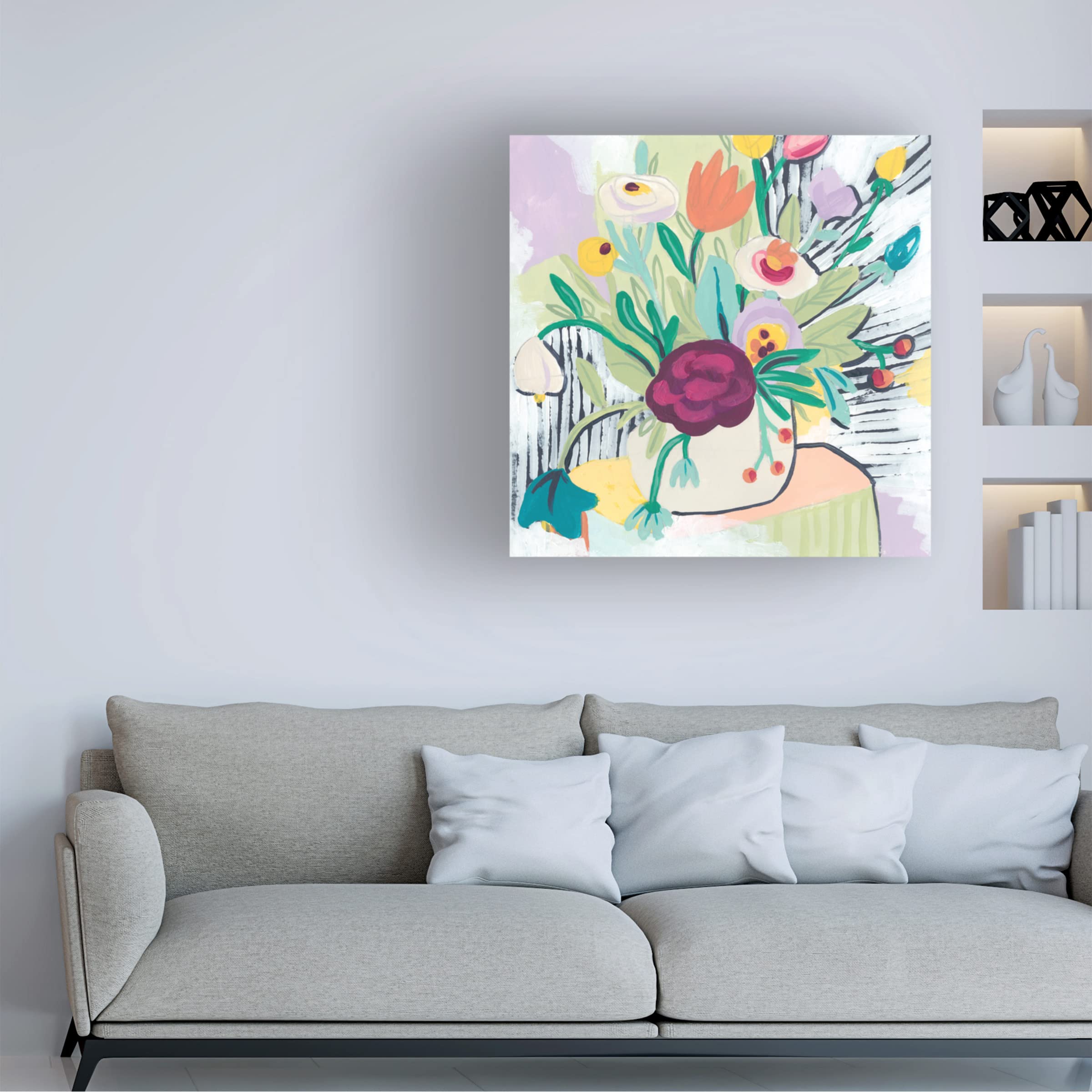 Trademark Fine Art 'Fauvist Floral I' Canvas Wall Art Print by June Erica Vess - Vibrant Abstract Floral Painting for Living Room, Bedroom & Office Decor