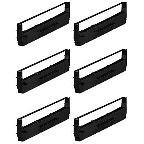 Compatible Replacement Black Printer Ribbons for FX/MX/RX-70/80/85/90 (6-Pack) - Ideal for Office Printing, Shipping Labels, and Receipts (8750)