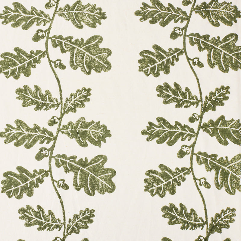 Handmade Block Printed Acorn Trailing Olive Green Table Runner - Perfect for Boho Home Decor and Rustic Dining Tables