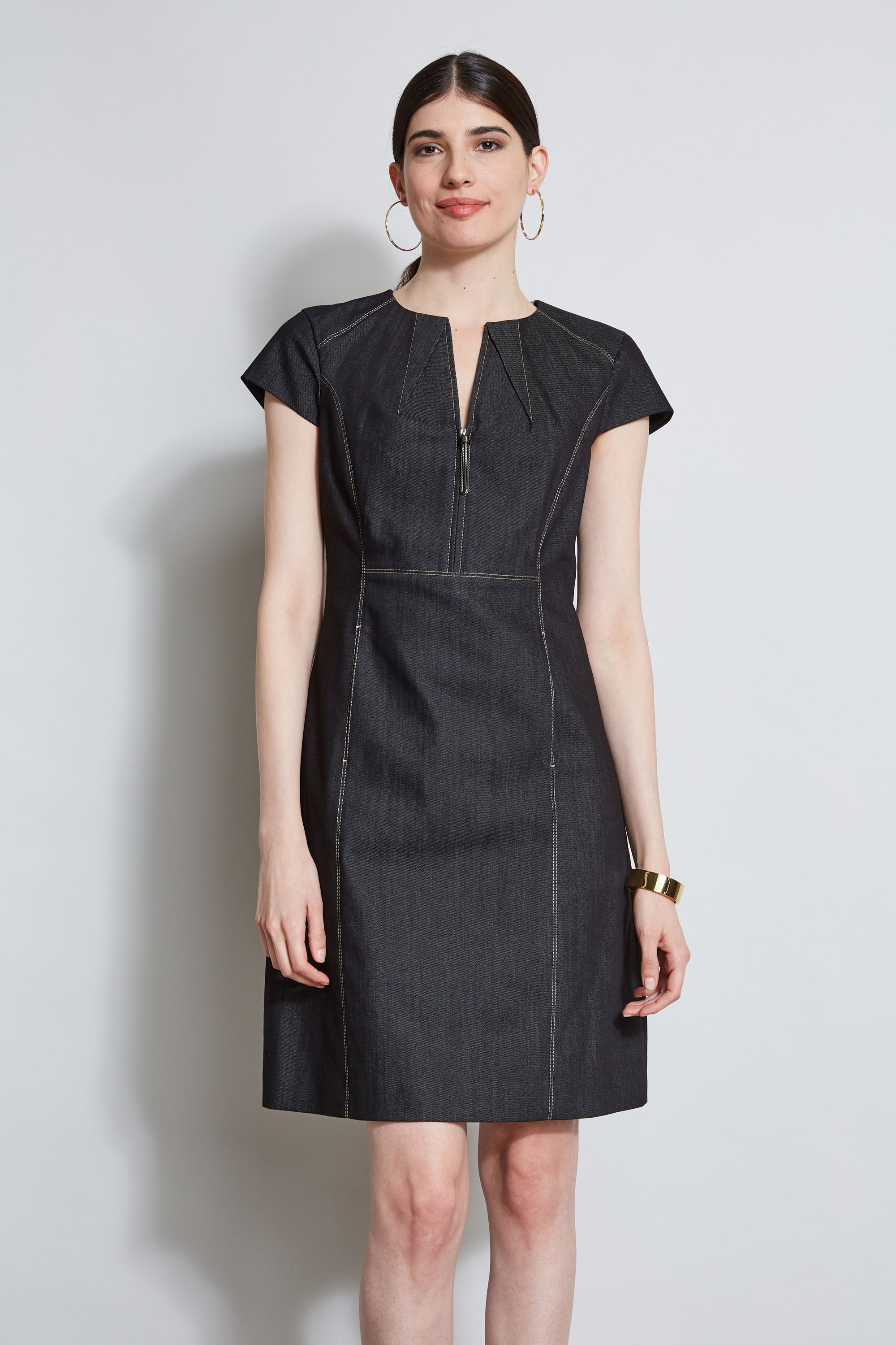 Stylish Denim Fit & Flare Zip Dress for Women - Trendy Casual & Party Wear - Perfect for Date Nights, Office Outings & Weekend Brunch