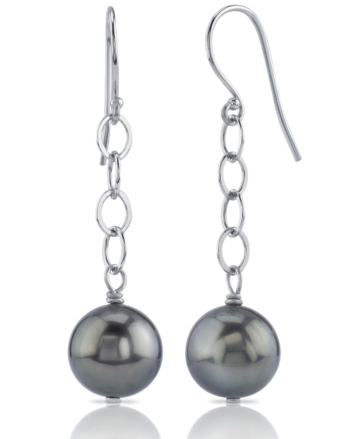 14K Gold Genuine Black Tahitian Pearl Dangle Earrings for Women | Luxury South Sea Cultured Pearl Jewelry | Perfect for Weddings, Parties & Special Occasions