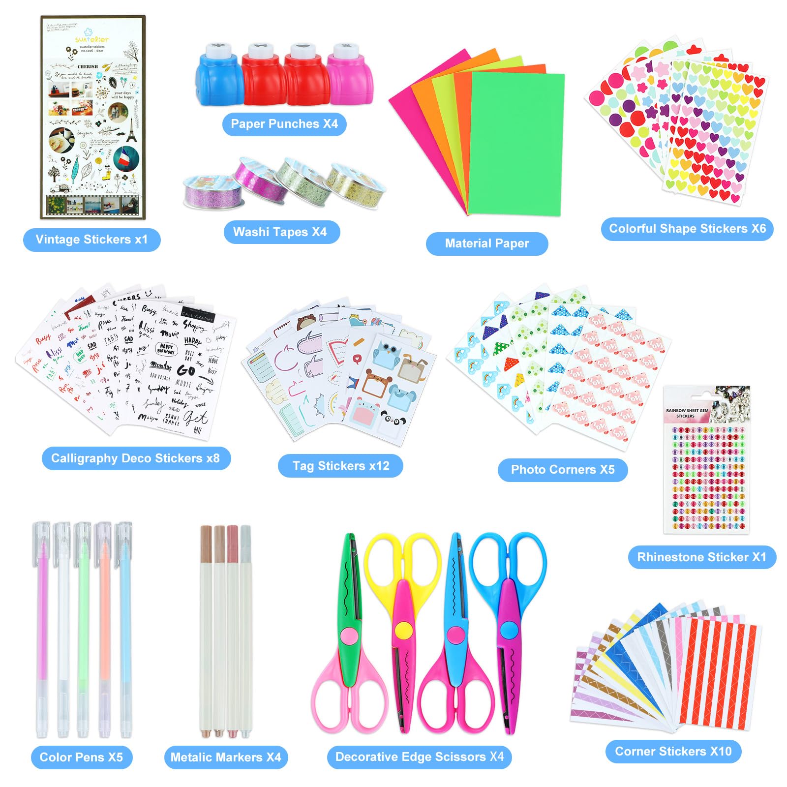 SICOHOME Scrapbook Kit - DIY Junk Journaling Supplies with Paper, Stickers, Tapes, Scissors & Markers - Valentine's Day Craft Gift for Kids, Girls, Women, Teens & Adults - Perfect for Scrapbooking, Memory Keeping & Creative Journaling Projects