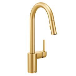 Moen 7565BG Brushed Gold Pull-Down Spray Kitchen Faucet - Modern Touchless Design for Easy Dishwashing & Food Prep | Perfect for Home, Restaurant & Commercial Kitchens