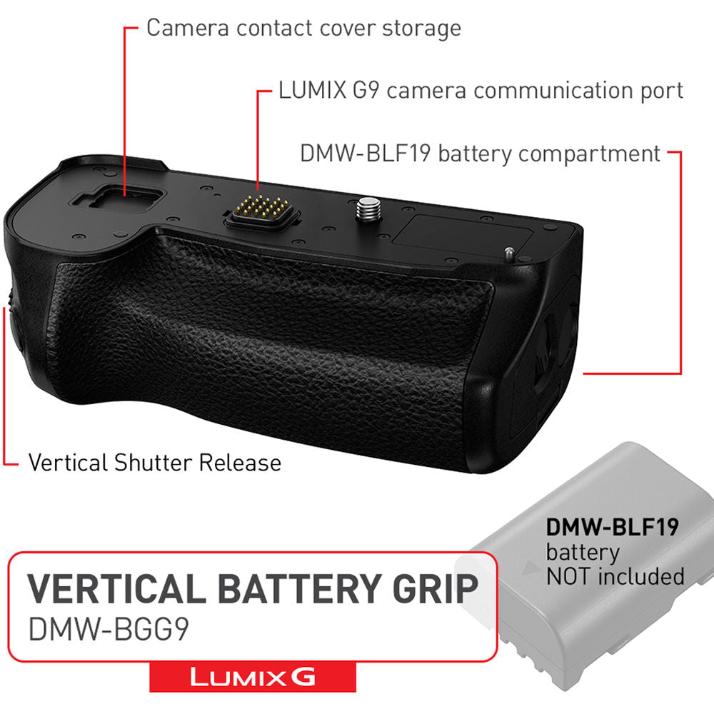 Panasonic DMW-BGG9 Battery Grip for Lumix G9 Camera - Extra Power & Comfort for Extended Photography & Videography Sessions