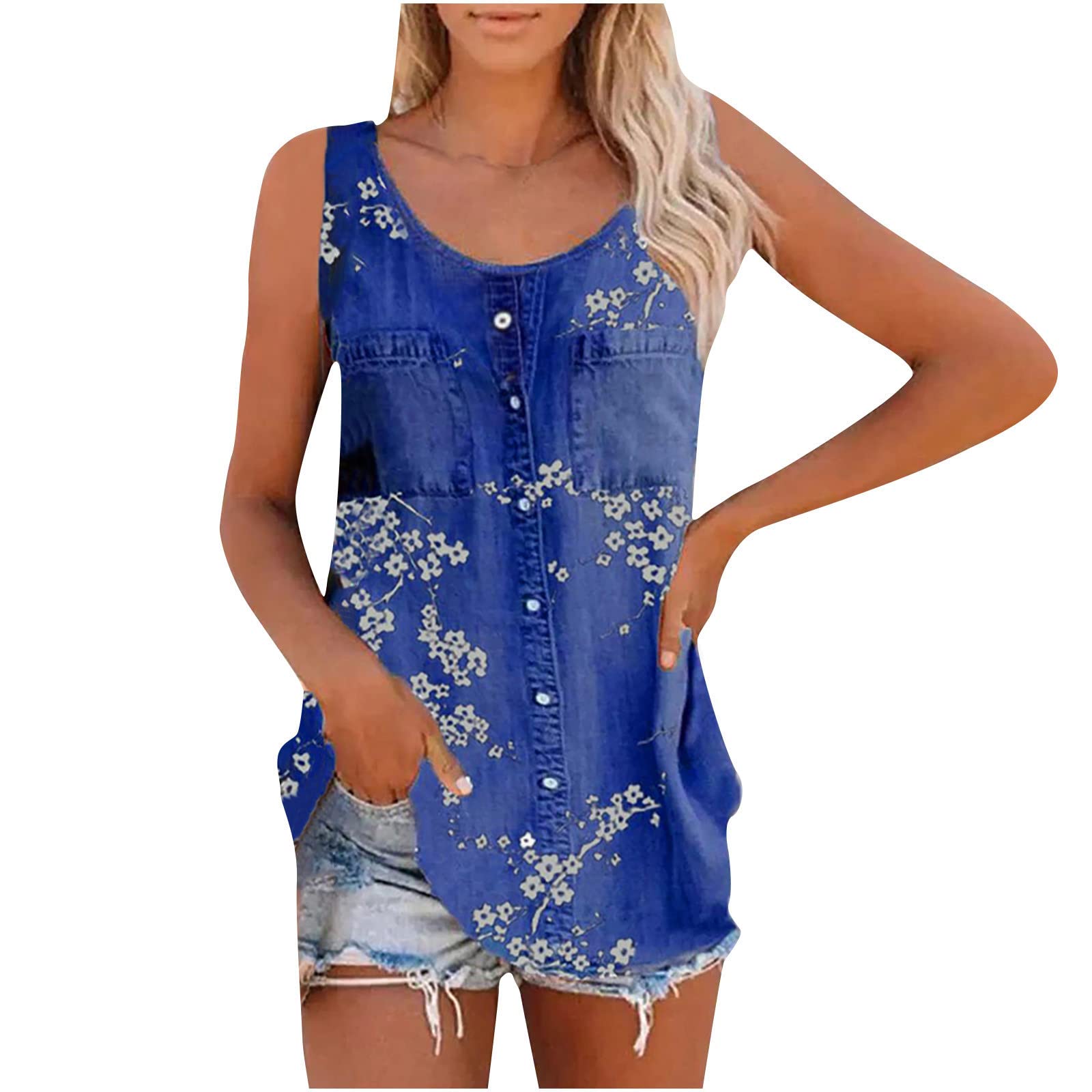 Plus Size Women's Tank Tops - Sexy Summer Sleeveless Blouse for Casual Outings