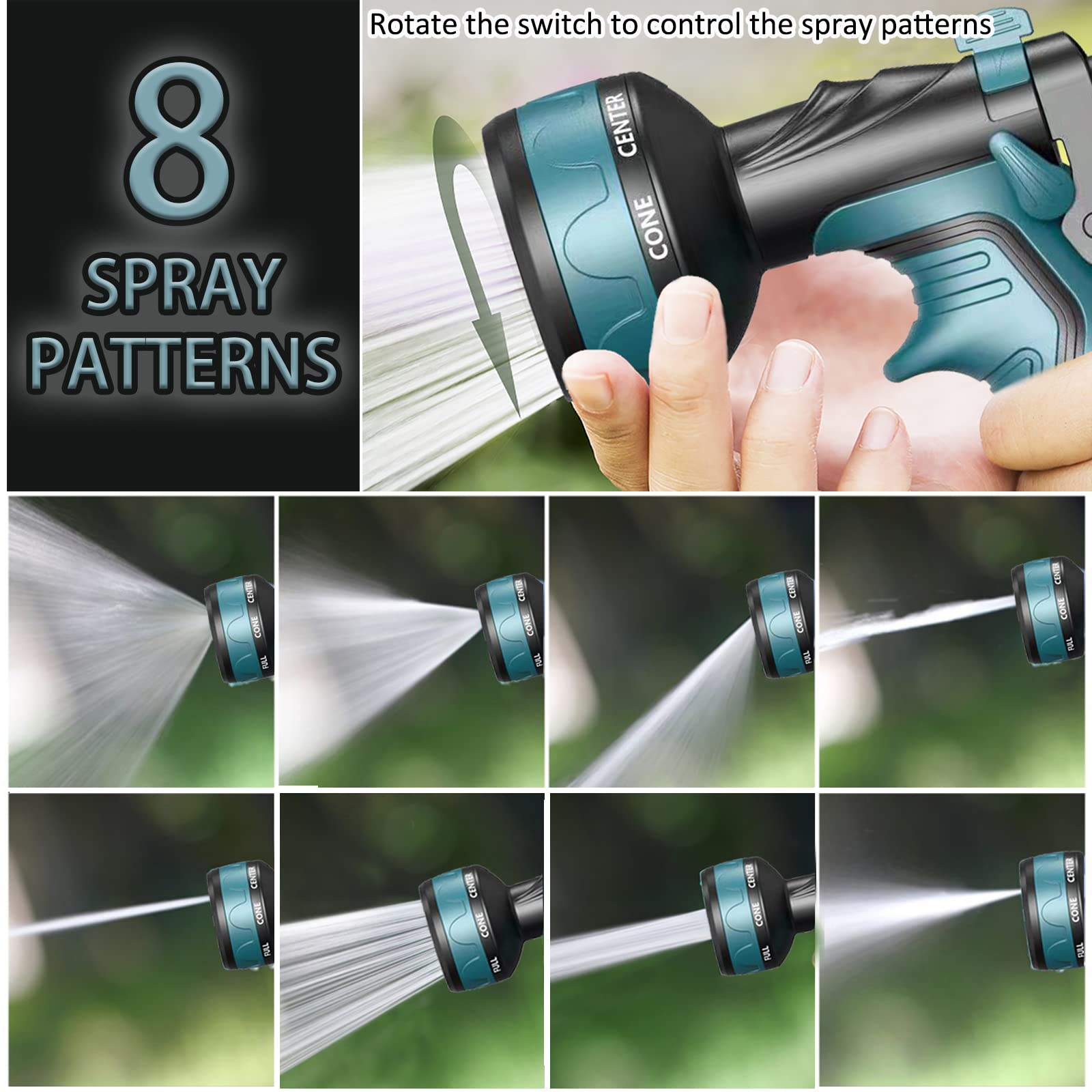 50FT Heavy Duty Stainless Steel Garden Hose - Rust-Proof, Anti-Puncture, Kink-Free & Lightweight with 8-Function Spray Nozzle for Lawn, Yard & Outdoor Watering | Perfect for Gardening, Car Washing & Patio Cleaning