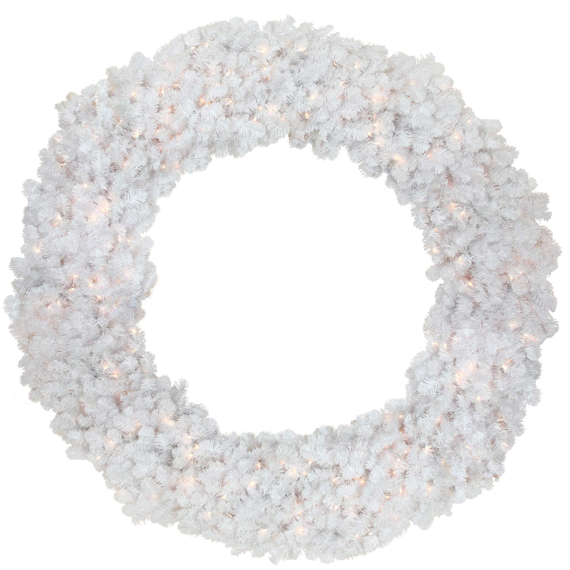 6ft Pre-Lit Artificial Snow Pine Christmas Wreath with Clear Lights - Commercial Grade Holiday Decor for Door, Wall & Fireplace Mantel
