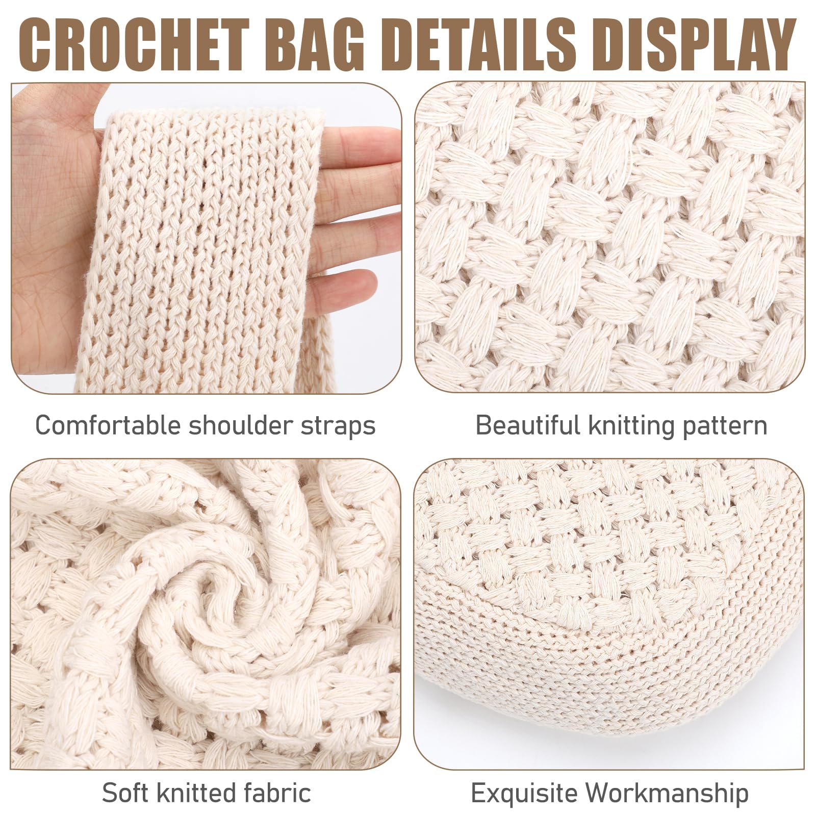Hatisan Women's Crochet Tote Bags - Large Aesthetic Knit Shoulder Handbags for Beach, Shopping & Travel | Stylish Boho Purse for Women