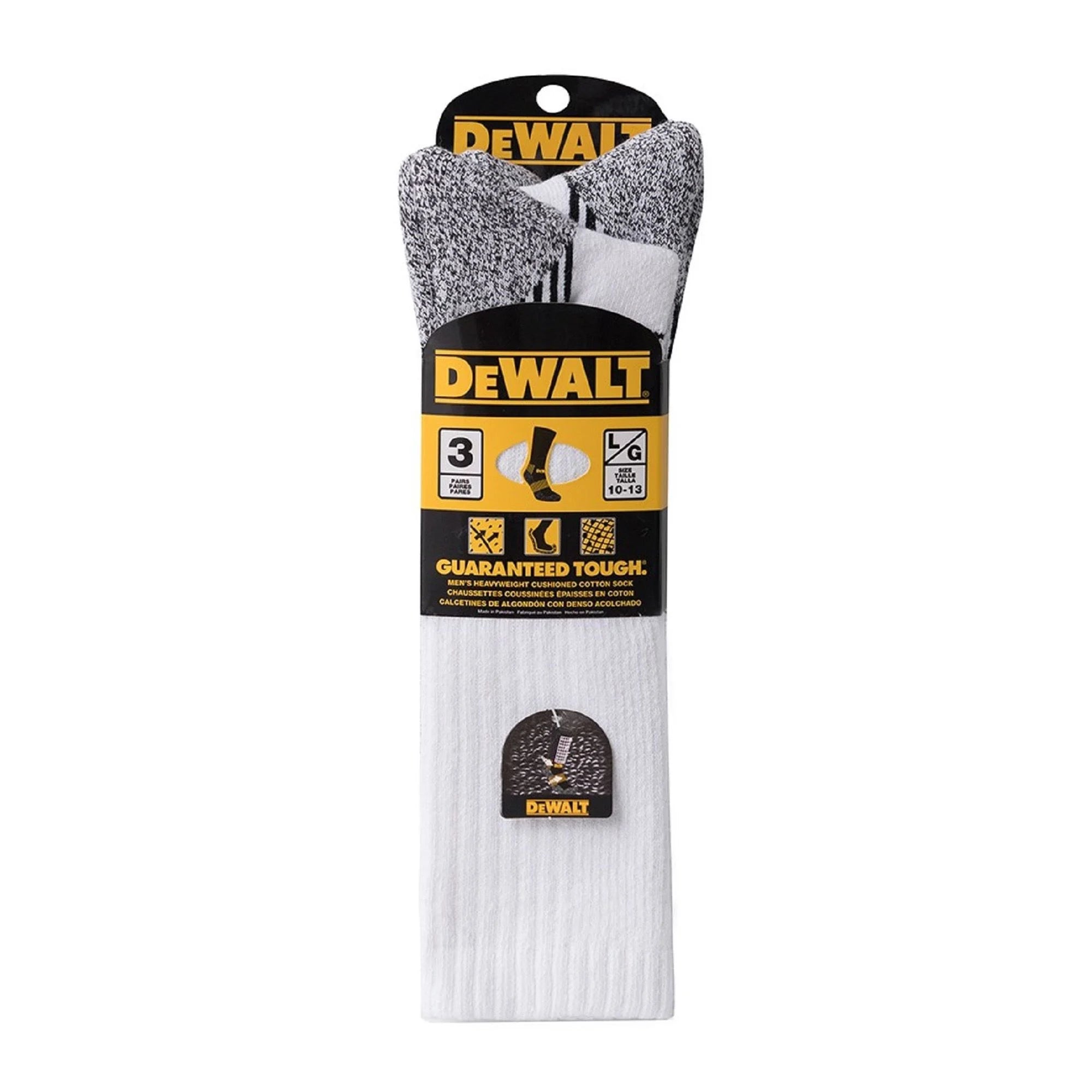 DeWalt Heavy Duty Work Socks 3-Pack - Durable Construction Socks for Men, Comfortable Work Boot Socks for Construction, Landscaping & Outdoor Jobs