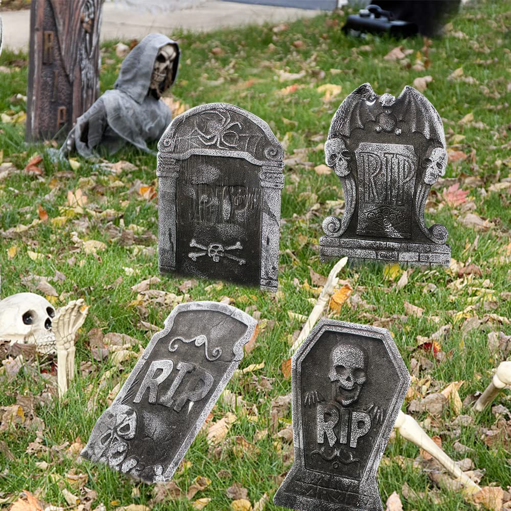 Lightweight Foam Tombstone Halloween Decorations - Spooky Graveyard RIP Tombstones for Outdoor Halloween Party & Yard Décor | Perfect for Haunted House, Trick-or-Treat Displays & Halloween Scenes