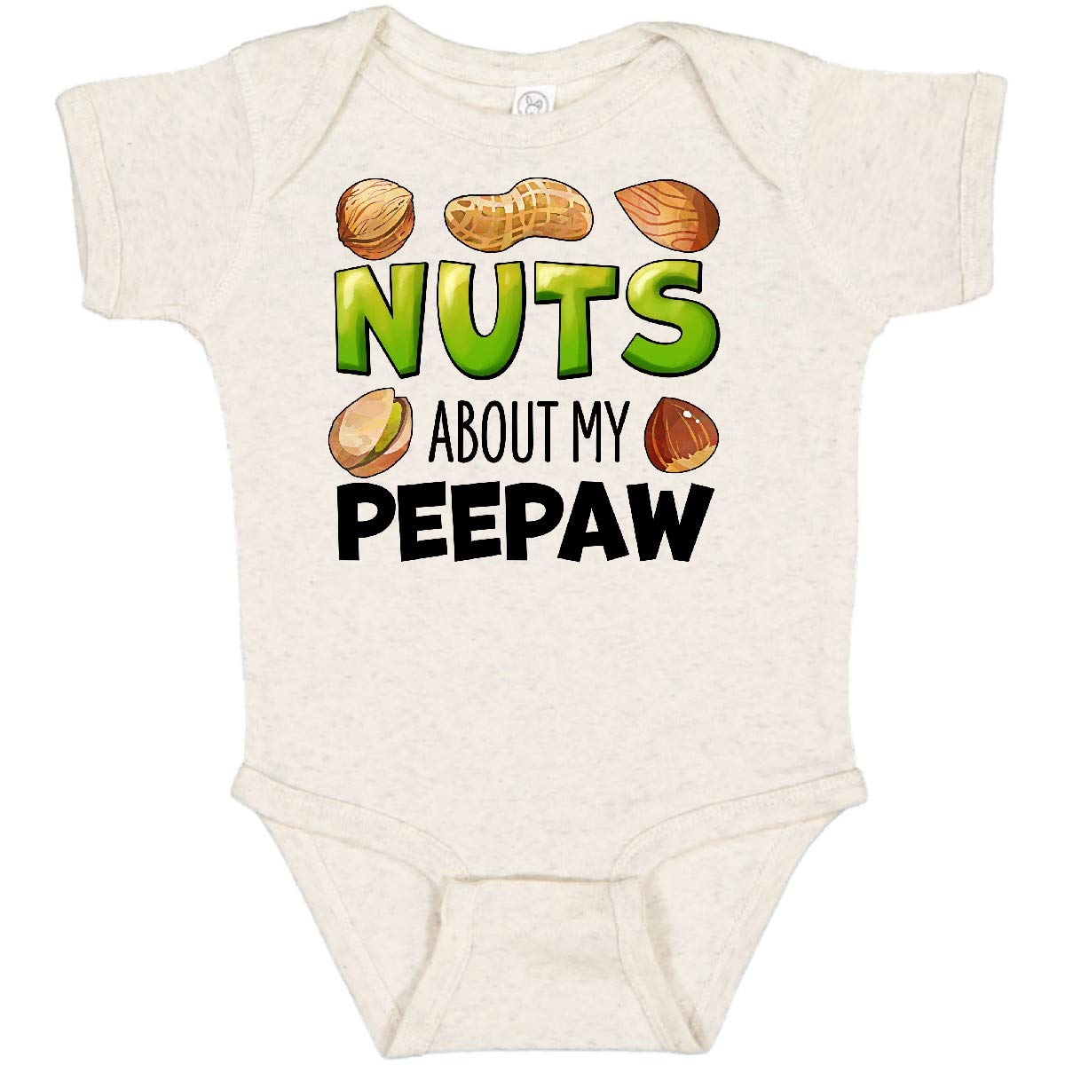 Inktastic 'Nuts About My Peepaw' Peanut Almond Pistachio Baby Bodysuit - Cute Outfit for Grandparents Day, Family Photos & Holiday Gifts