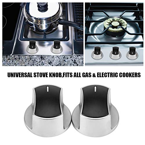 Universal Gas Stove Knobs - 2 Pack Metal Burner Control Replacement Parts for Most Stoves | Durable & Heat-Resistant for Kitchen, RV, Outdoor Cooking & Camping