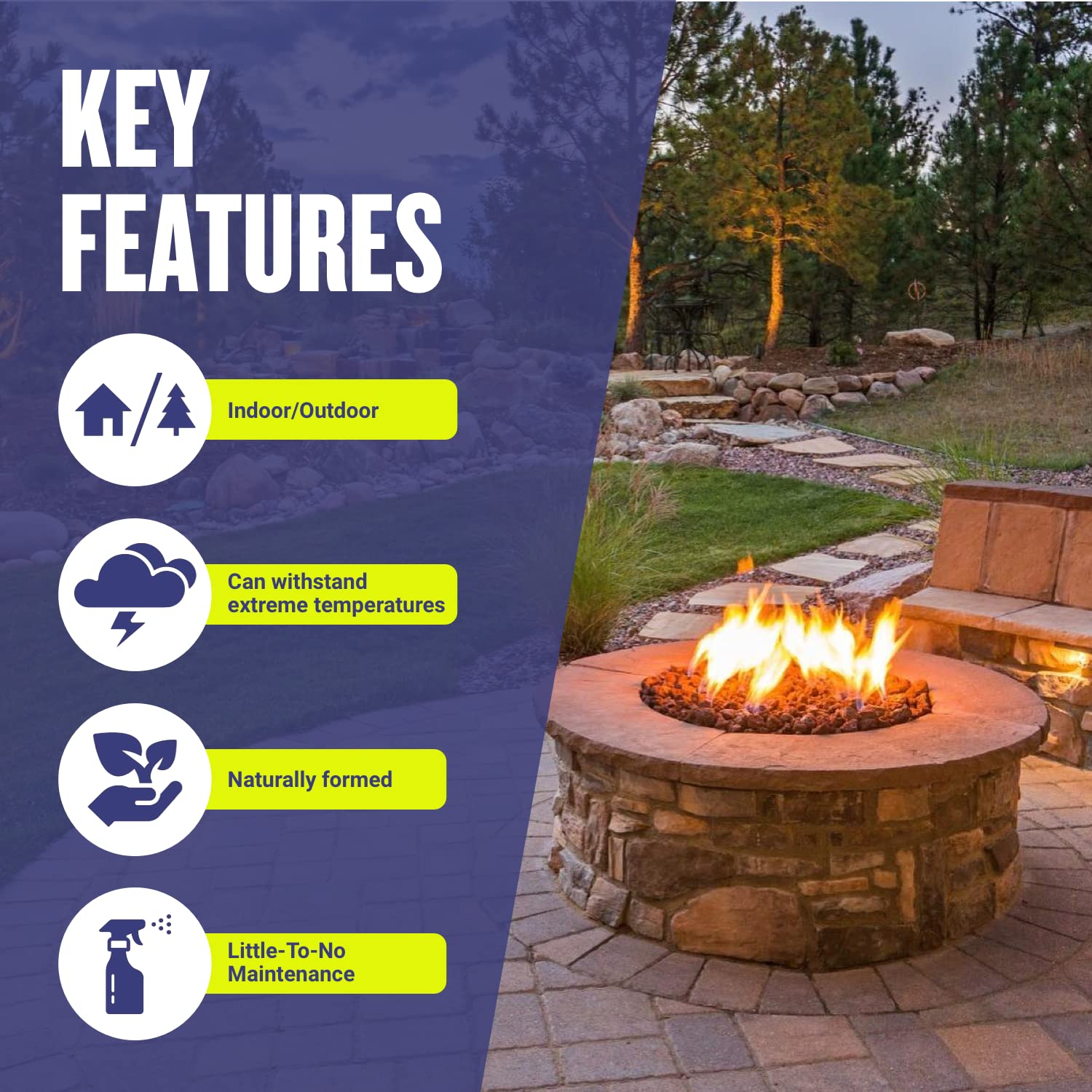 Premium Lava Rocks for Fire Pit & Fireplace - 3