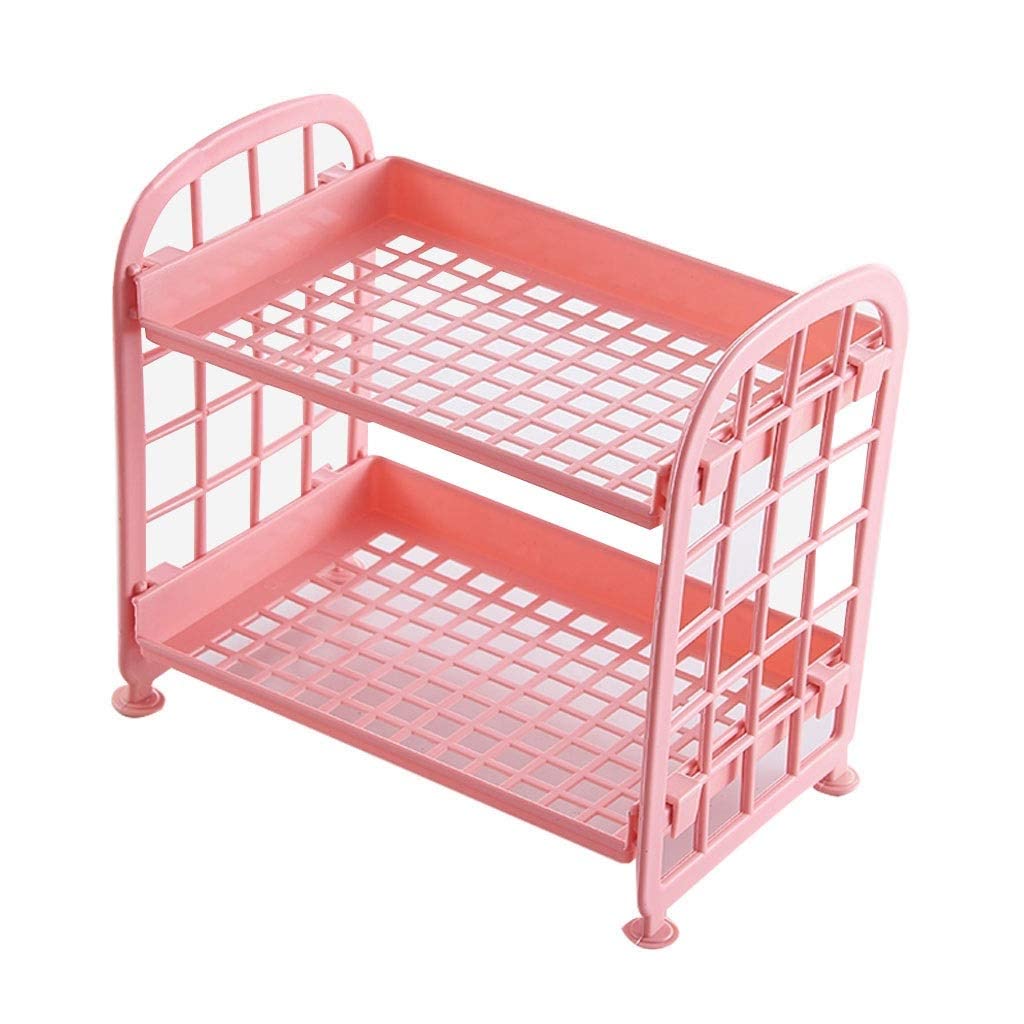 Pink Openwork Desktop Storage Shelf - Bathroom & Dormitory Organizer for Cosmetics, Books & Office Supplies | Space-Saving Shelf Unit for Students & Home Organization
