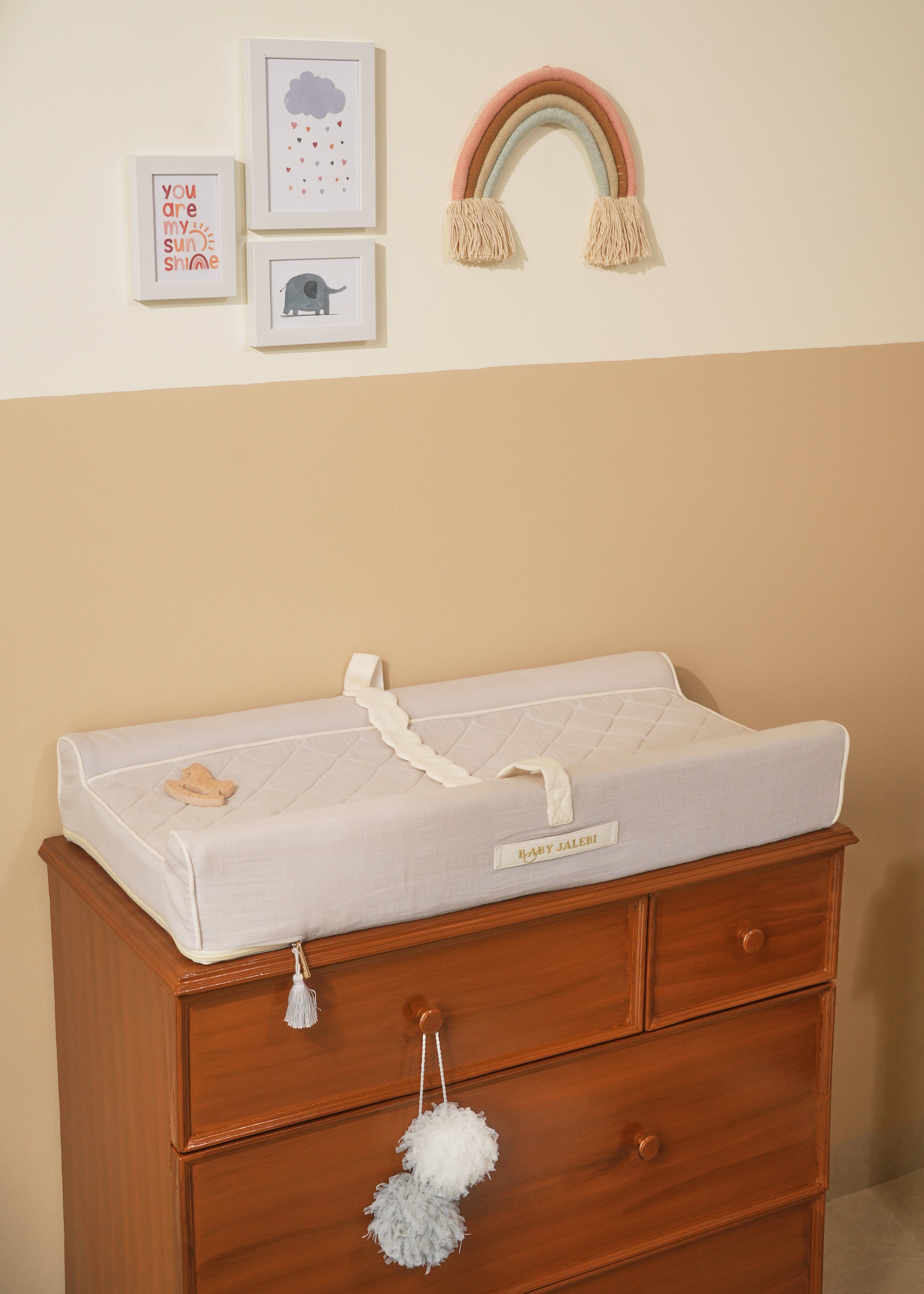 Premium Baby Changing Station - Soft Grey Nursery Organizer for Diaper Changing & Storage | Perfect for Daycare, Nursery & Travel Use