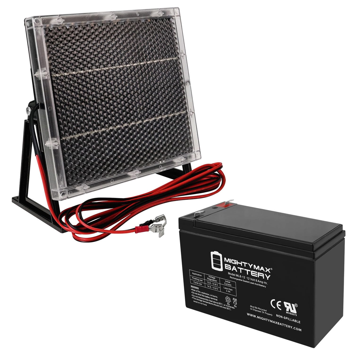 Mighty Max 12V 8AH Rechargeable Battery Replacement for BB Battery SH7-12 with 12V Solar Panel Kit - Perfect for Solar Power Systems, Emergency Backup, and Off-Grid Applications