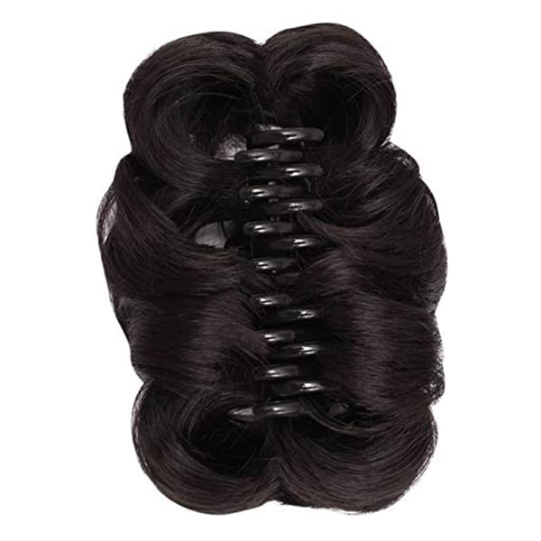 NAVMAV Claw Clip for Messy Bun - Wavy Curly Hair Clip, Chignon Ponytail Updo Hair Extensions for Women (Black, 11 Inches) - Perfect for Casual Outings, Work, and Special Occasions