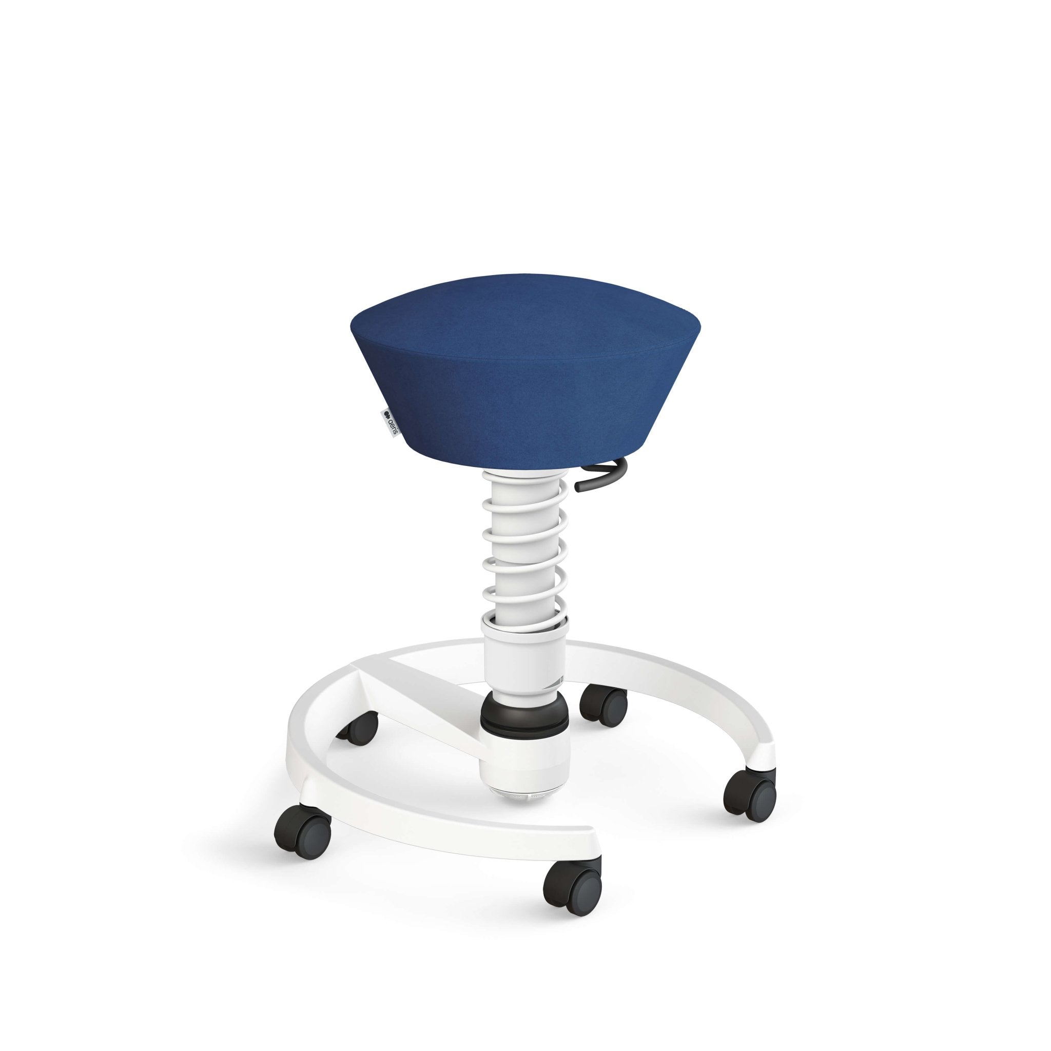 Aeris Swopper Active Sitting Stool with White Castor Wheels - Ergonomic Office Chair Alternative for Home & Workplace - Perfect for Standing Desks, Workstations and Posture Correction